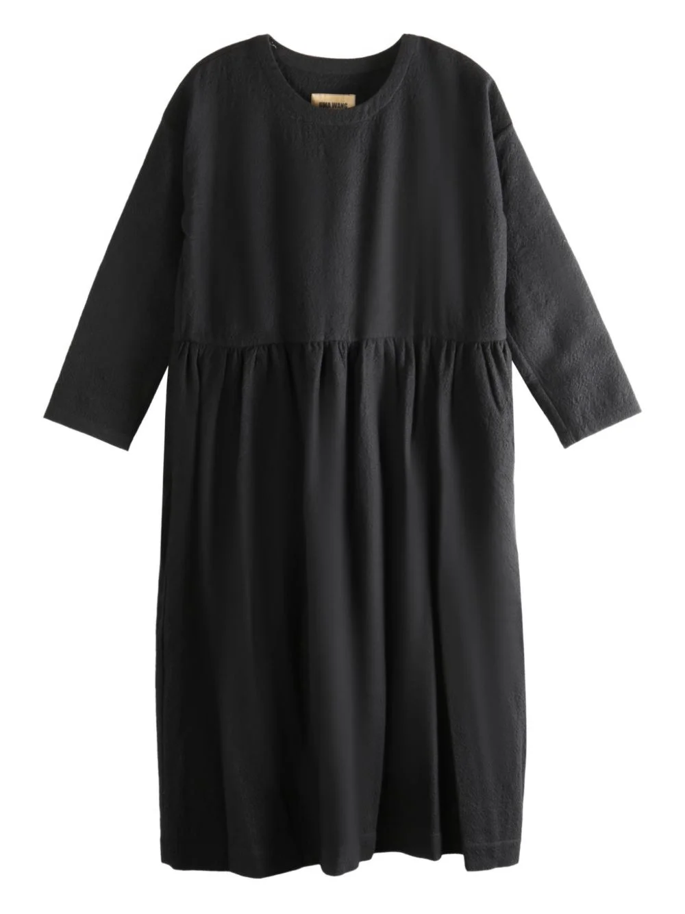 long-sleeve crew-neck midi dress - 1
