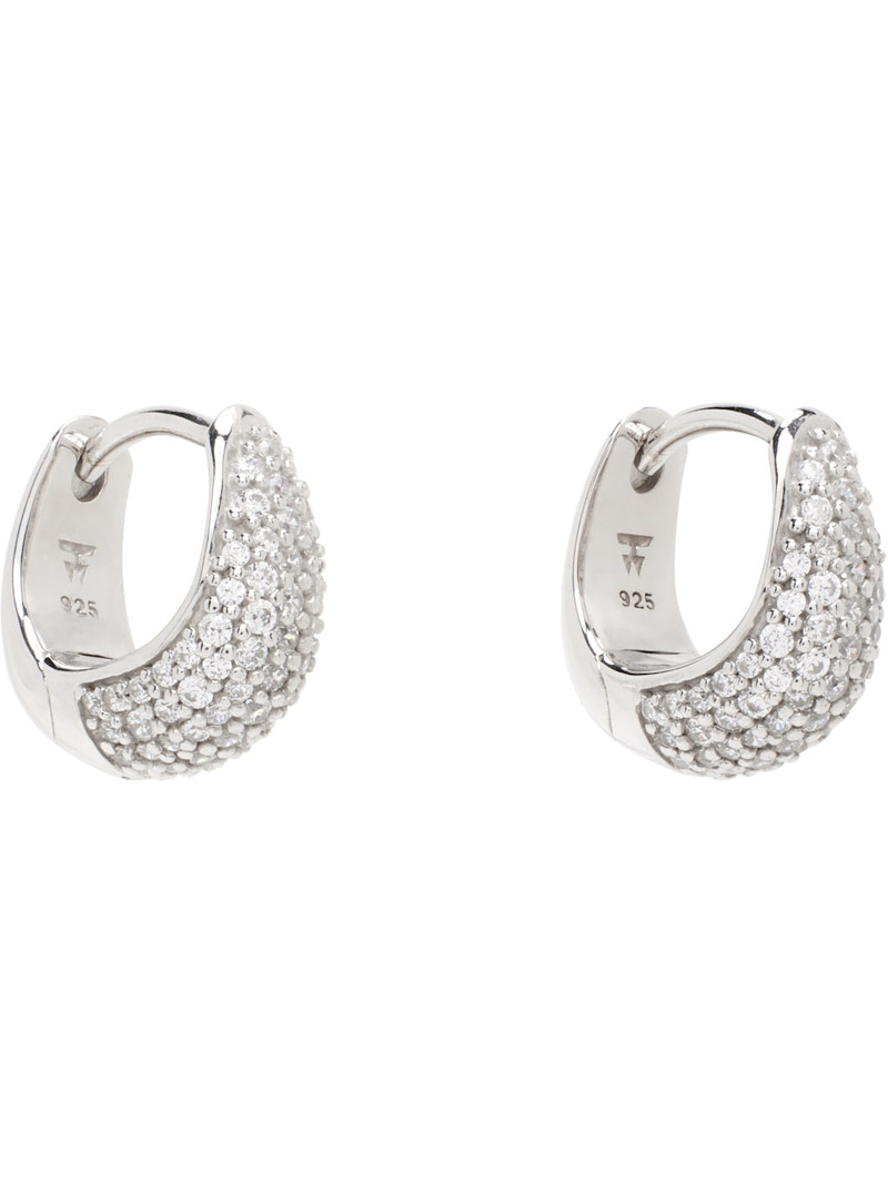 TOM WOOD Silver Ice Huggies Pave Earrings outlook
