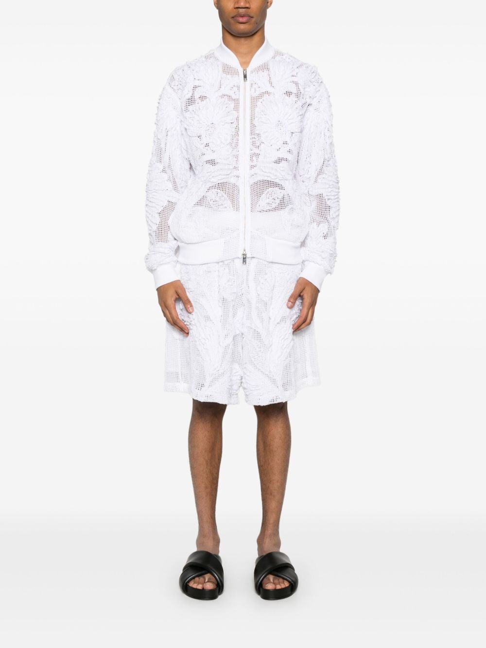 embroidered mesh shorts - 2