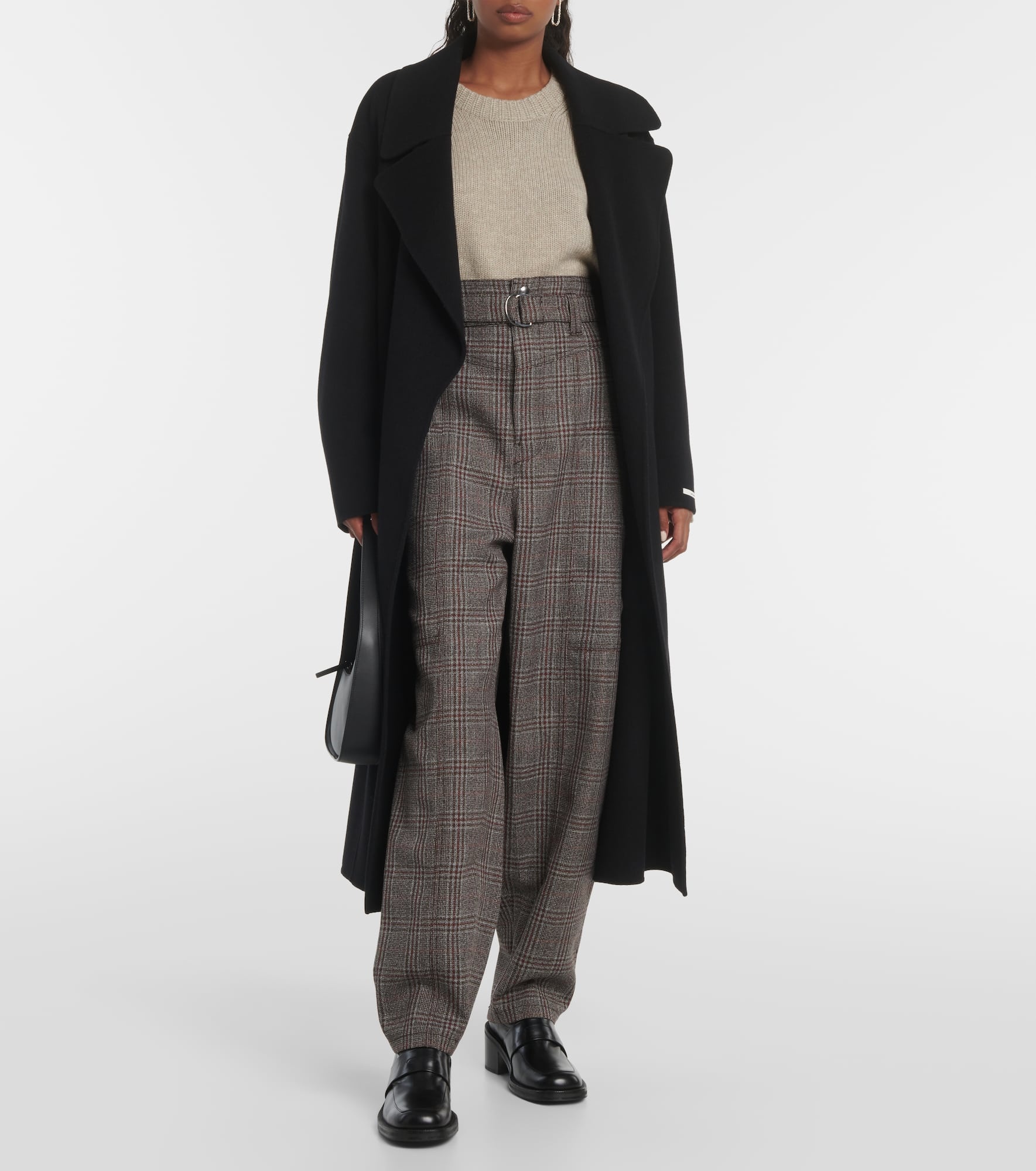 Checked high-rise virgin wool pants - 2