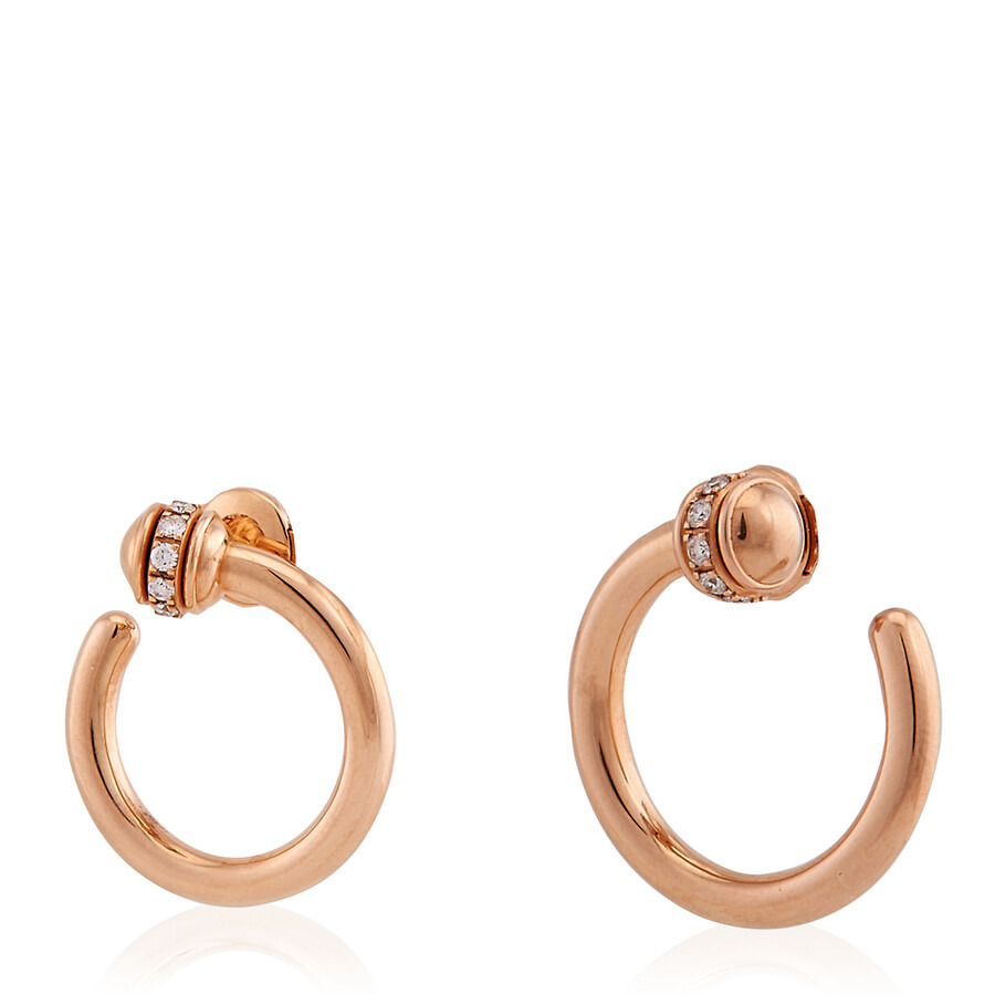 Piaget Possession 18k Rose Gold Diamond Open-Hoop Earrings - 2