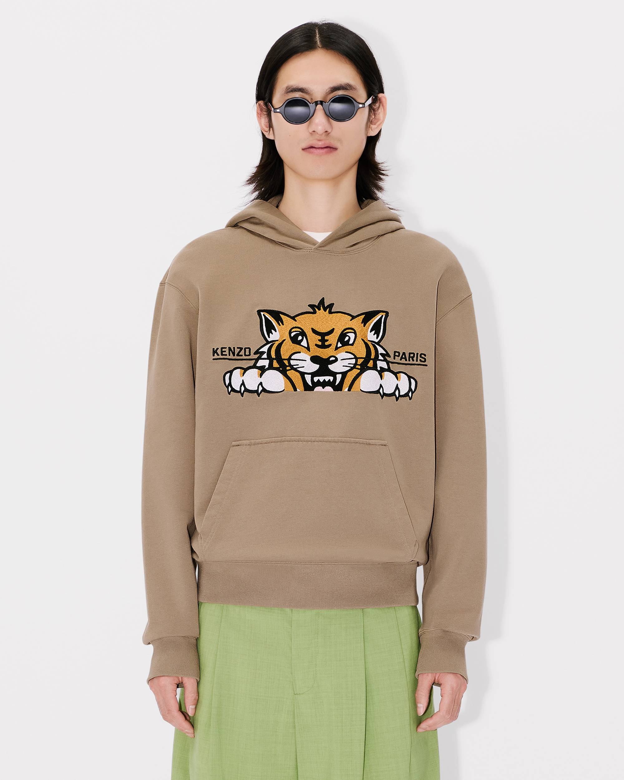 'KENZO Happy Tiger' embroidered hoodie in cotton - 3