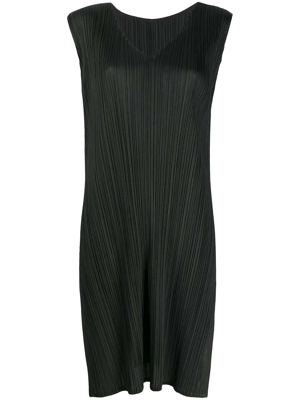 pleated V-neck dress - 1