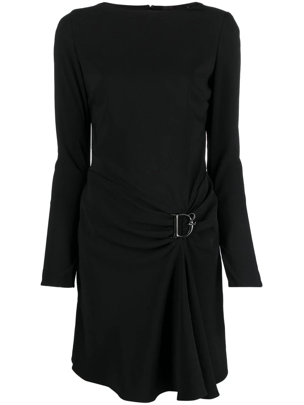 logo-plaque draped dress - 1