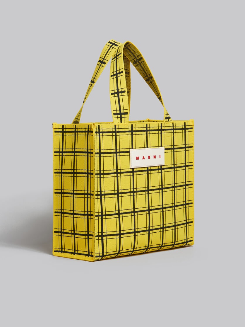YELLOW AND BLACK JACQUARD CHECK SHOPPER - 6