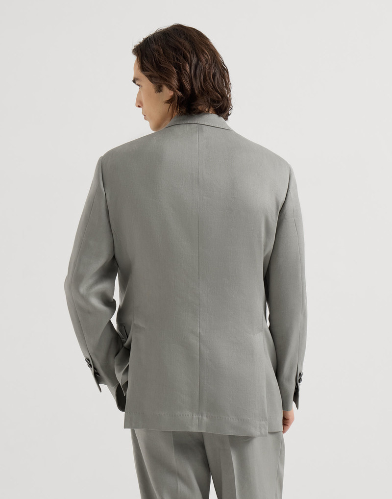 Tailor blazer in linen, virgin wool and mohair gabardine with peak lapels and metal buttons 3