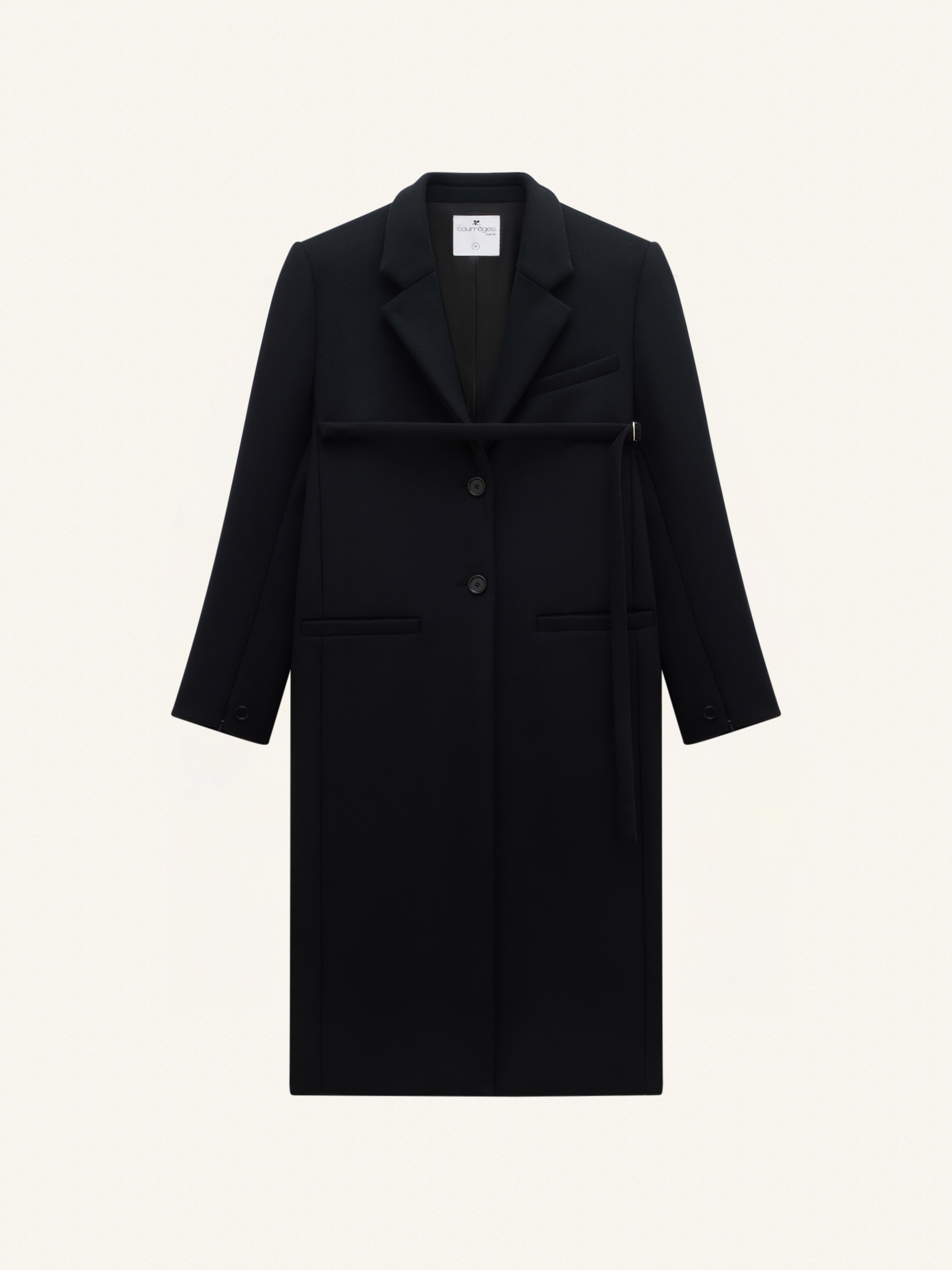 STRAP WOOL TAILORED COAT - 1