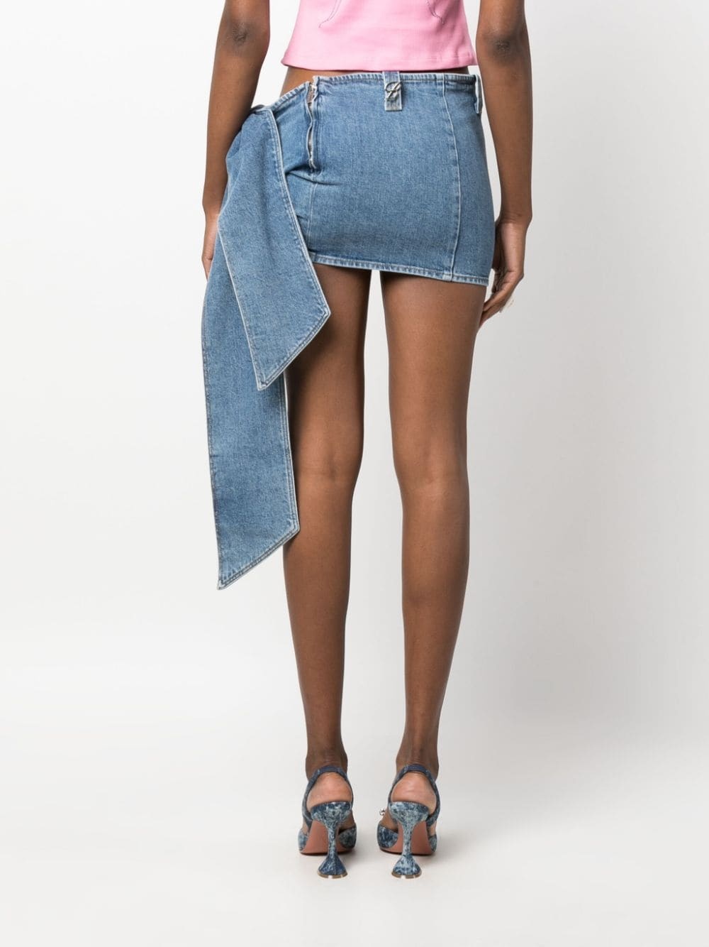 oversize-bow denim miniskirt - 4