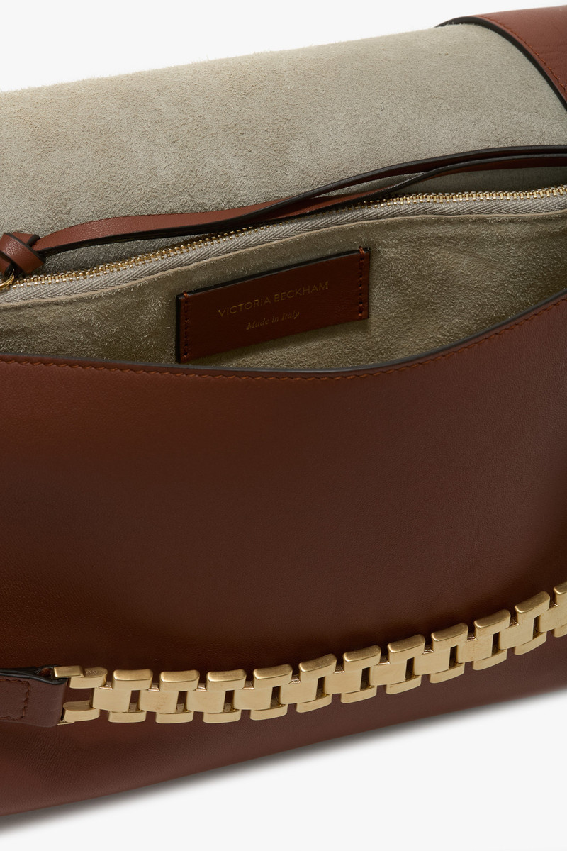 Chain Pouch Bag With Strap In Russet Leather 4