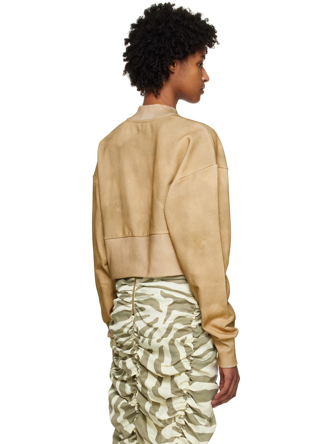 Taupe Cropped Sweatshirt - 3