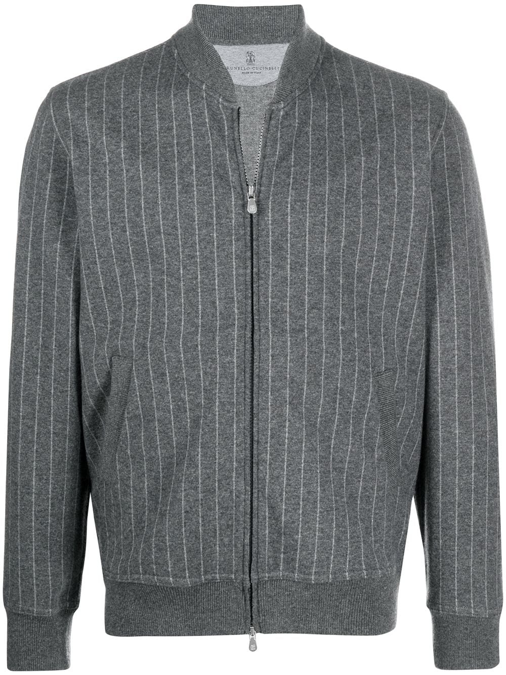 pinstripe knitted bomber jacket - 1