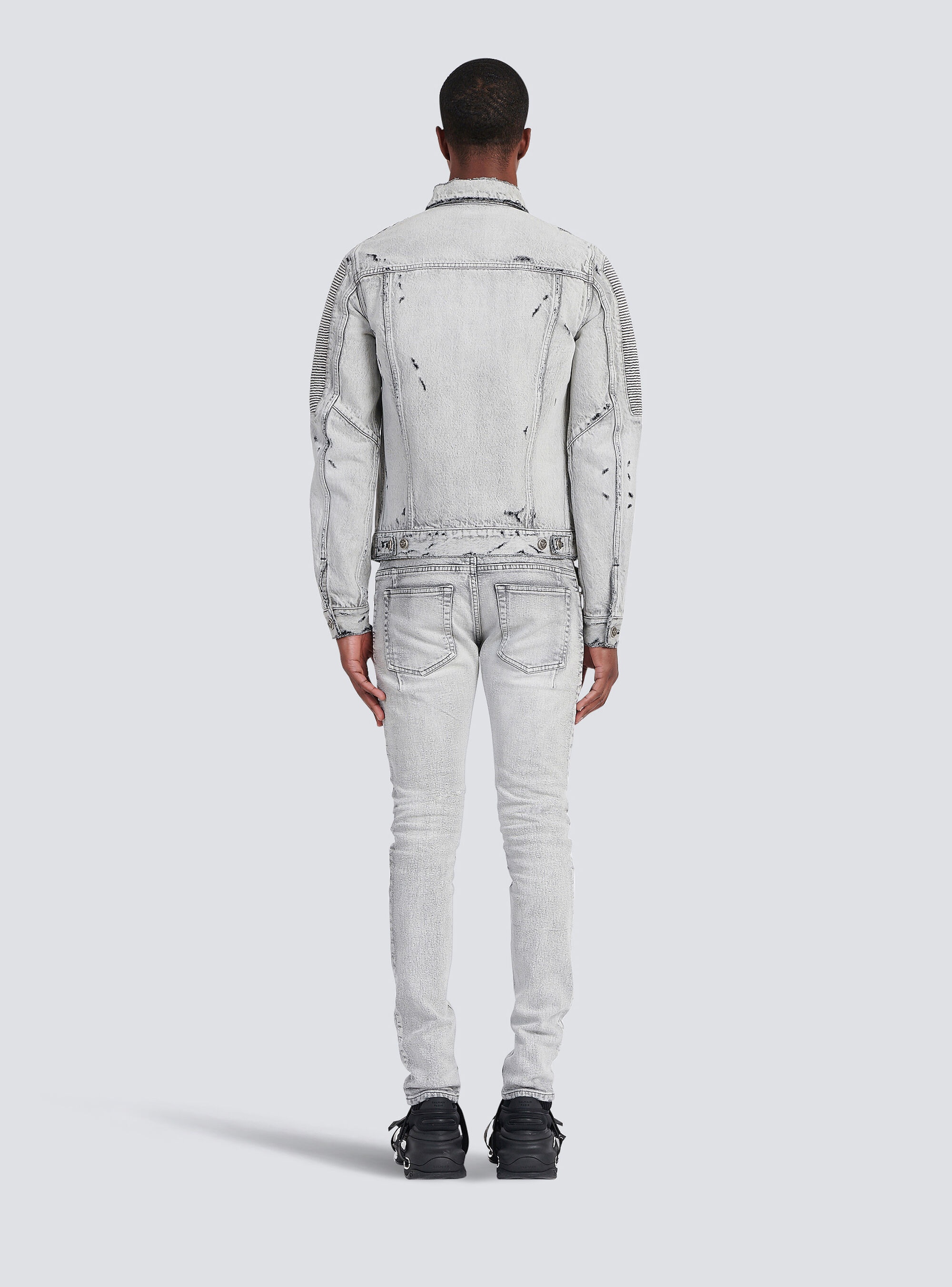 Faded and ripped jean jacket with ridged panels - 4