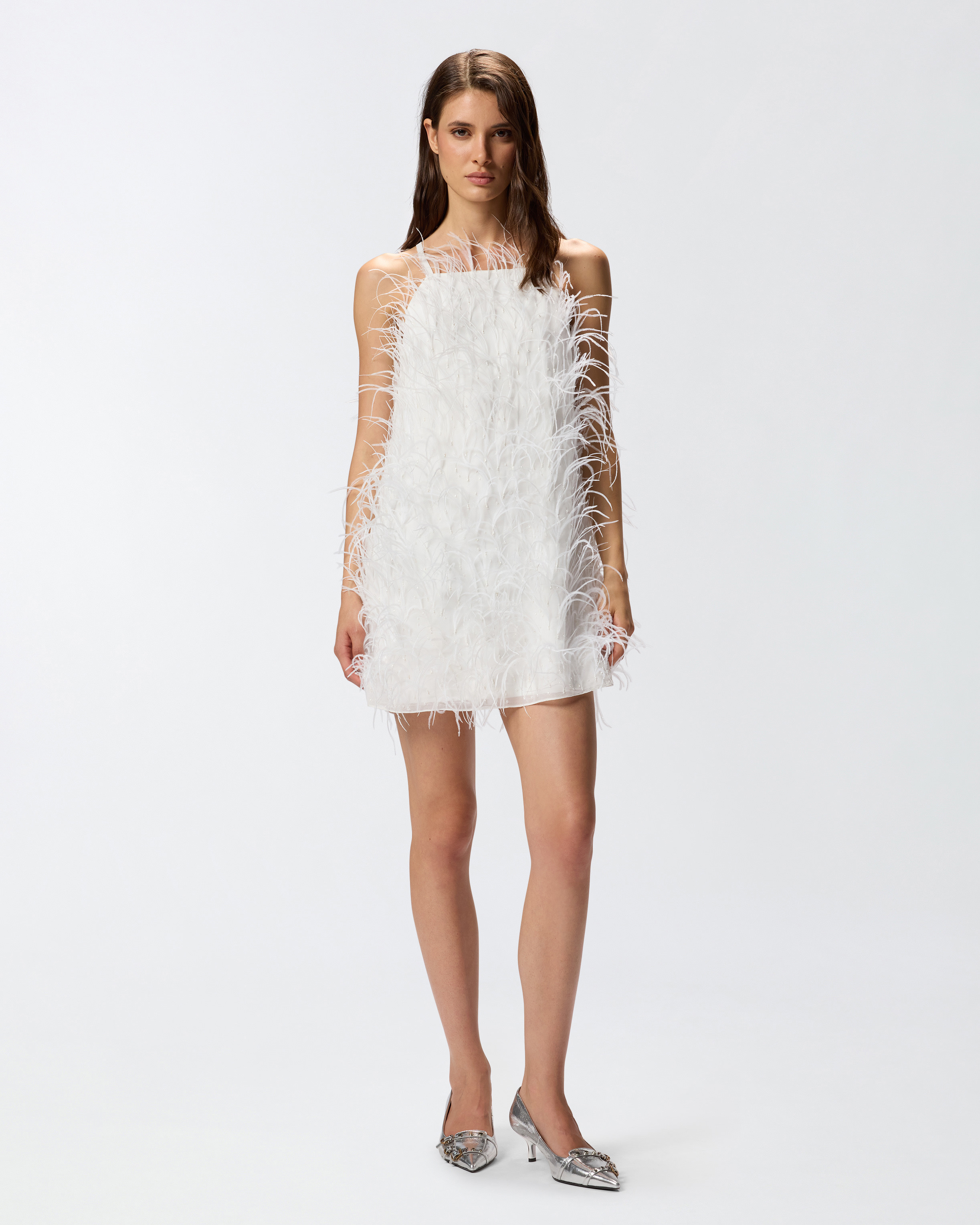 SHORT DRESS WITH FEATHERS - 3