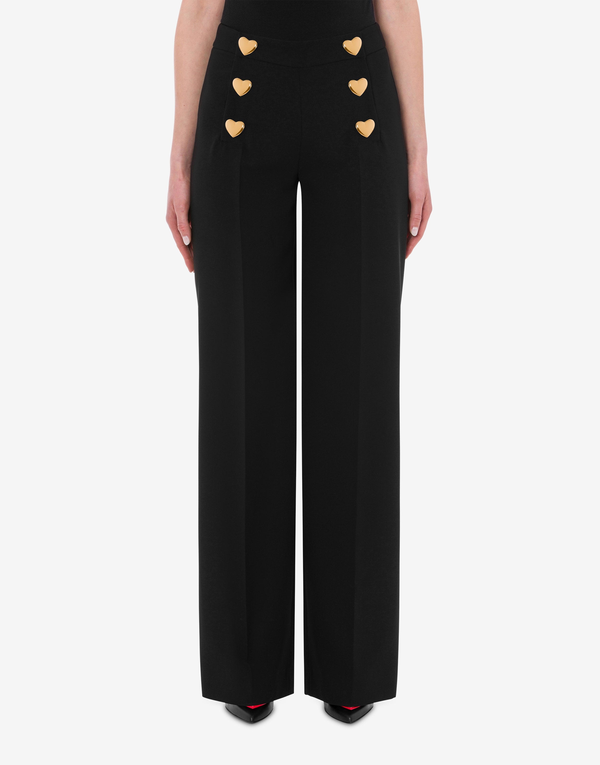 HEART BUTTONS CRÊPE TROUSERS - 2
