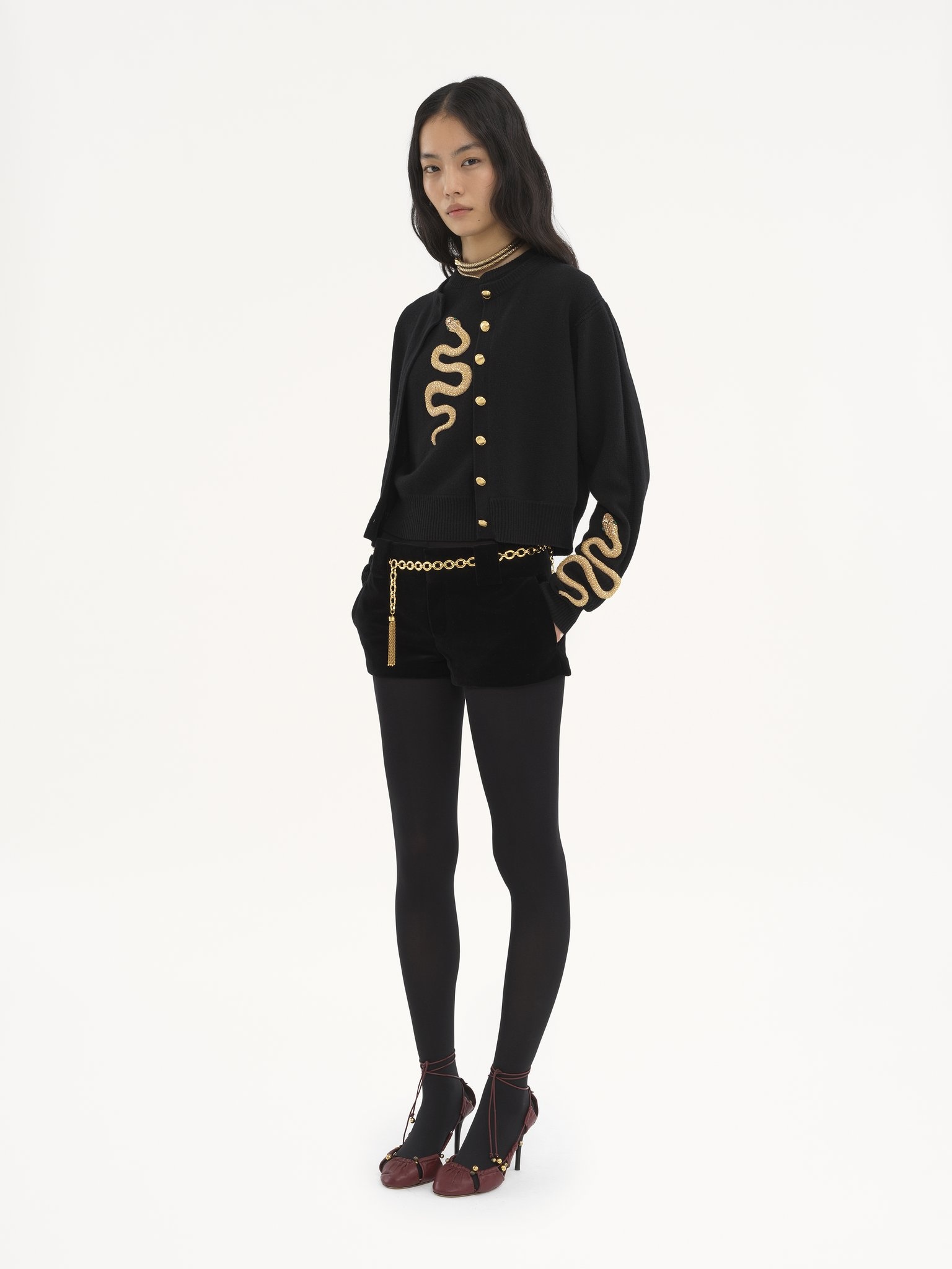 EMBROIDERED SHORT-SLEEVE SWEATER IN WOOL & CASHMERE KNIT - 3