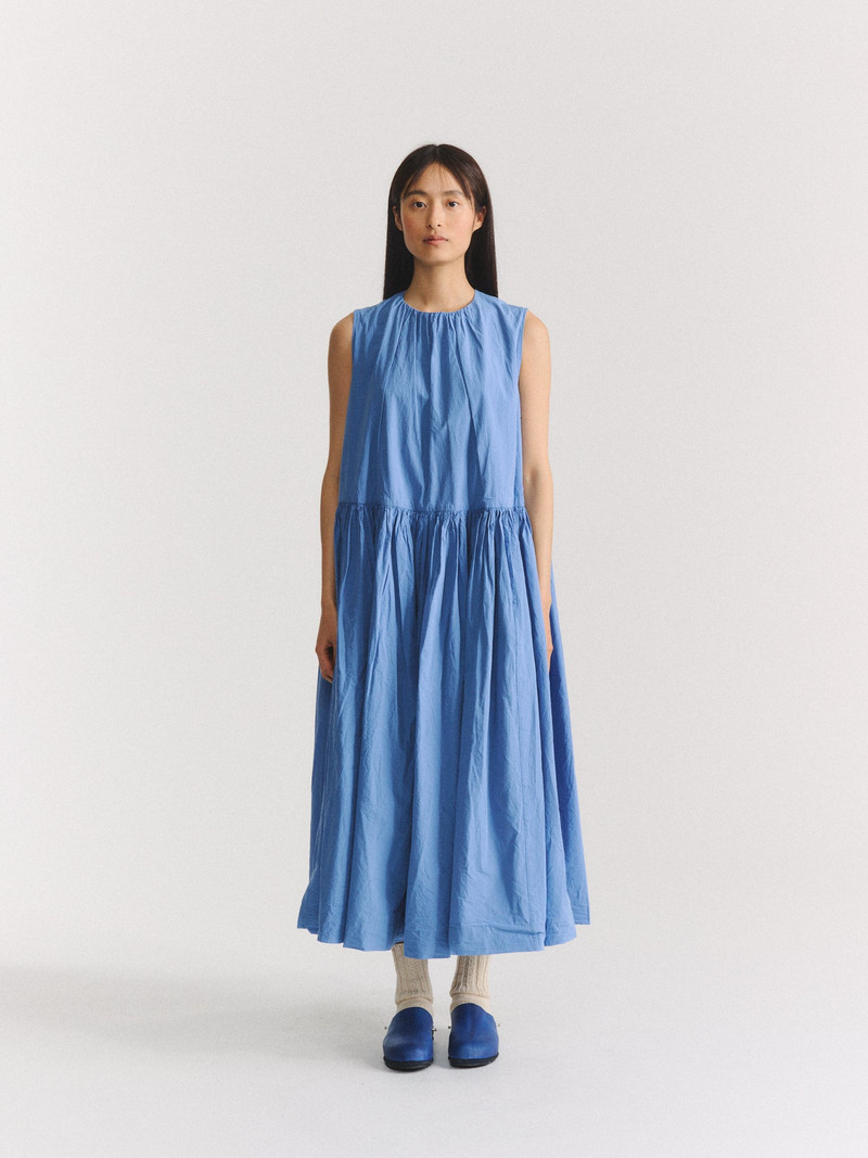 CASEY/CASEY POMME RUCHEE DRESS - CHALK POPLIN - L BLUE outlook