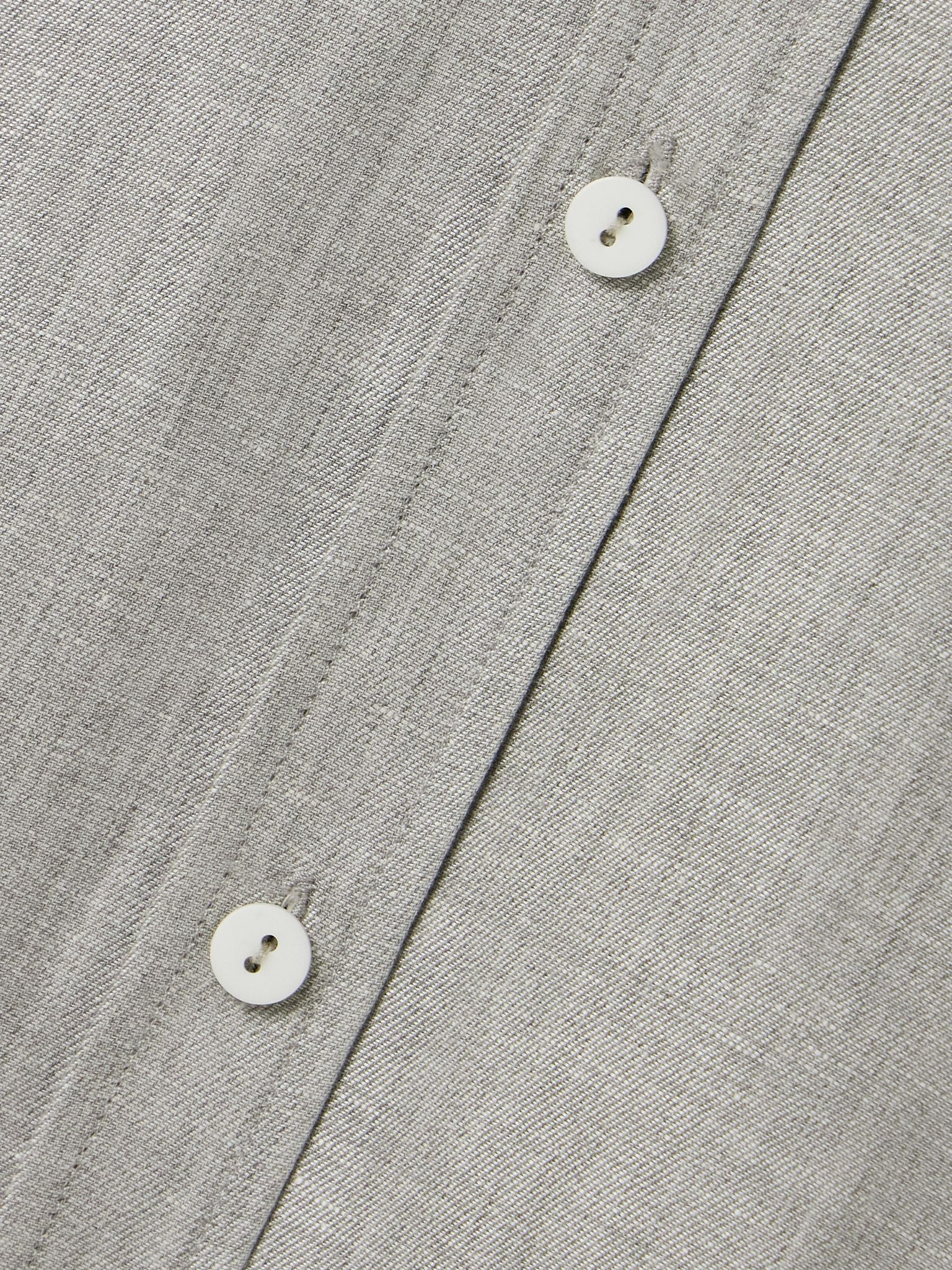 Linen, cotton and wool-blend twill shirt Light gray - 5