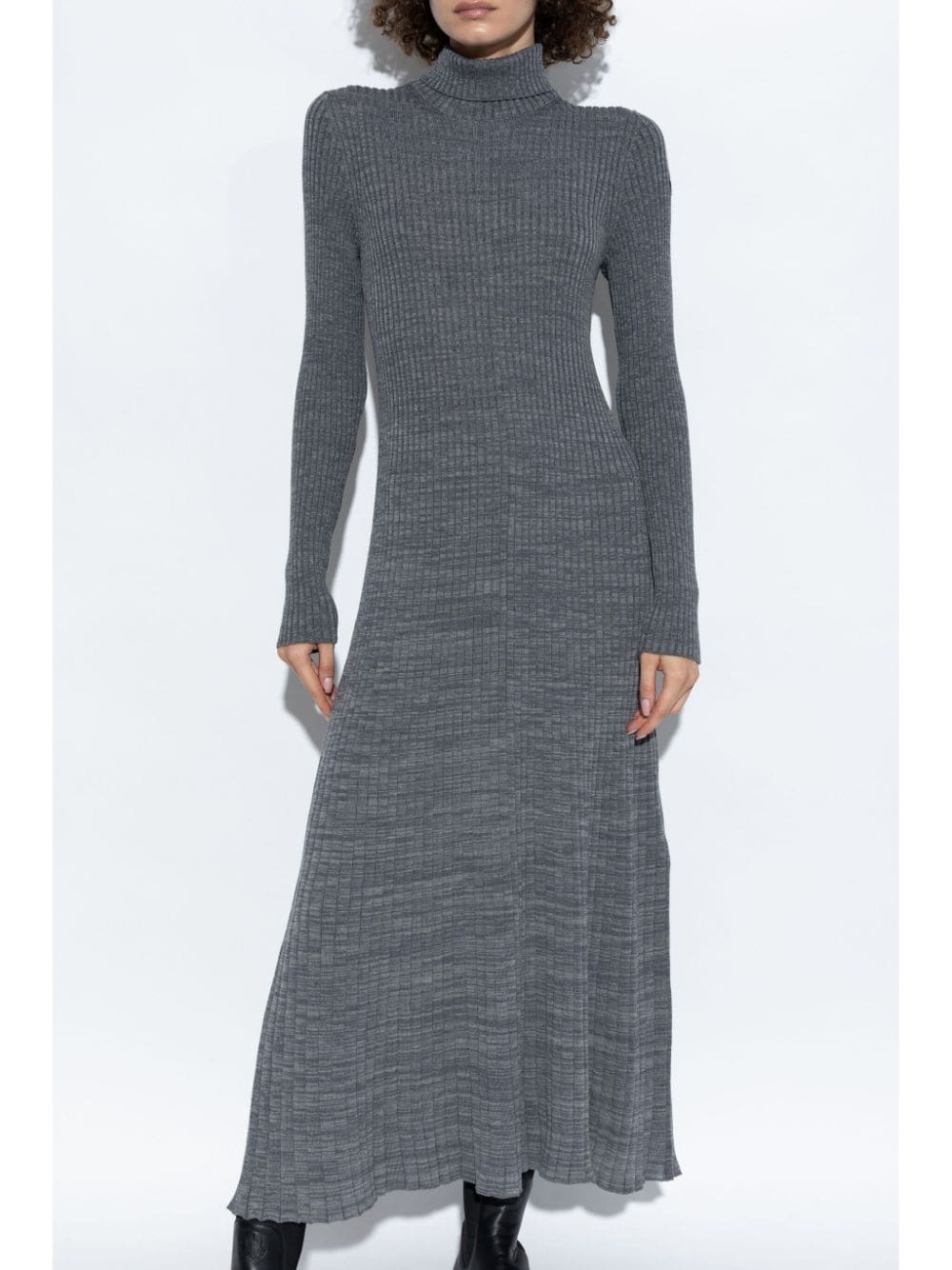 logo-patch wool maxi dress - 3