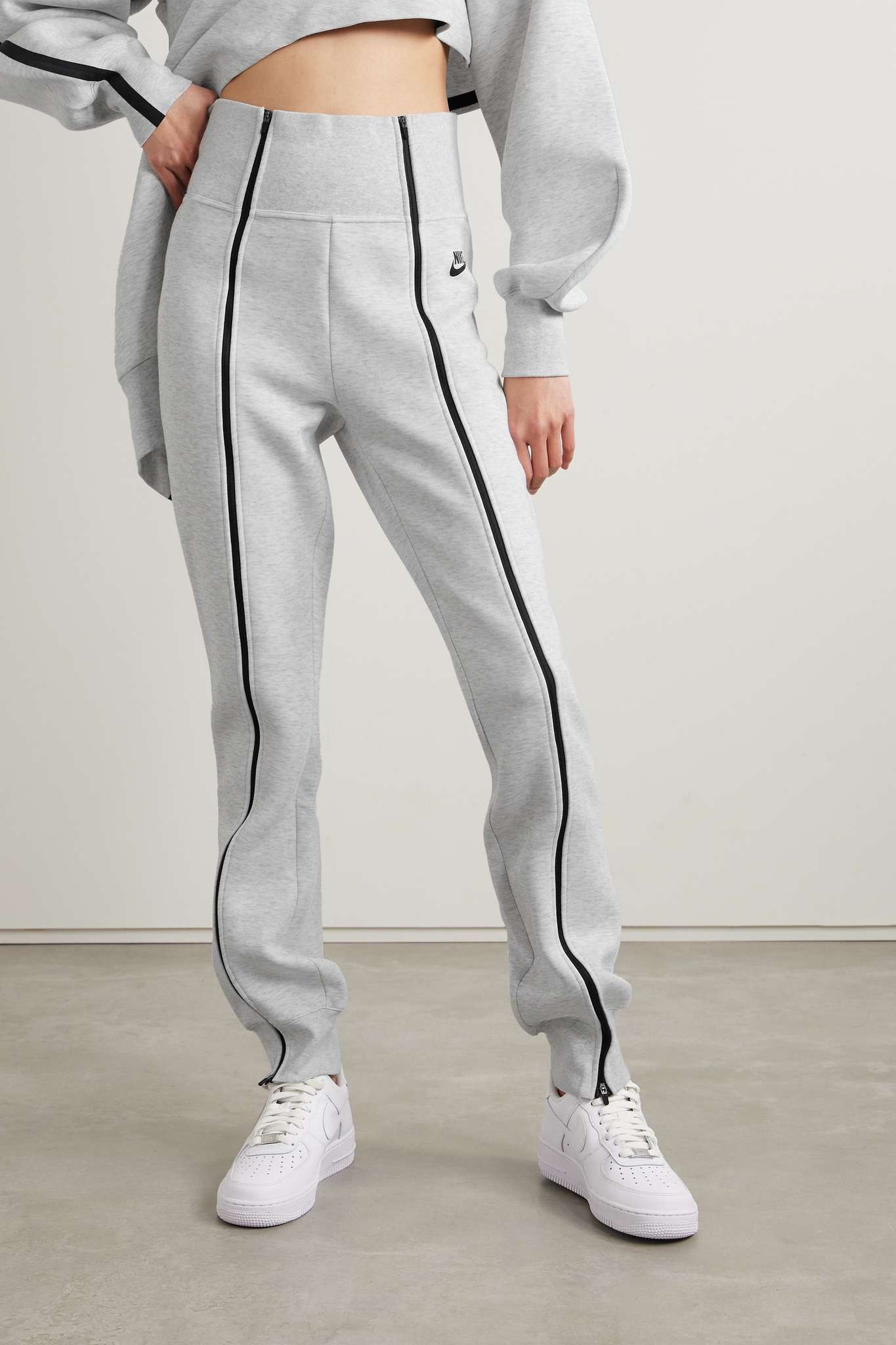 Zip-detailed cotton-blend jersey track pants - 3