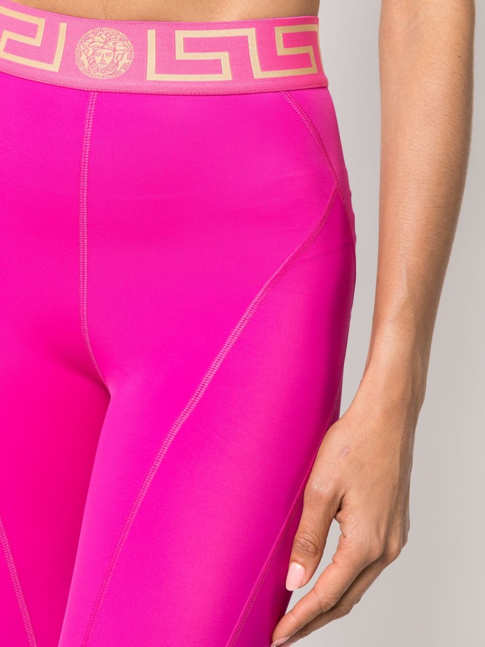 Greca-pattern high-waisted leggings - 5