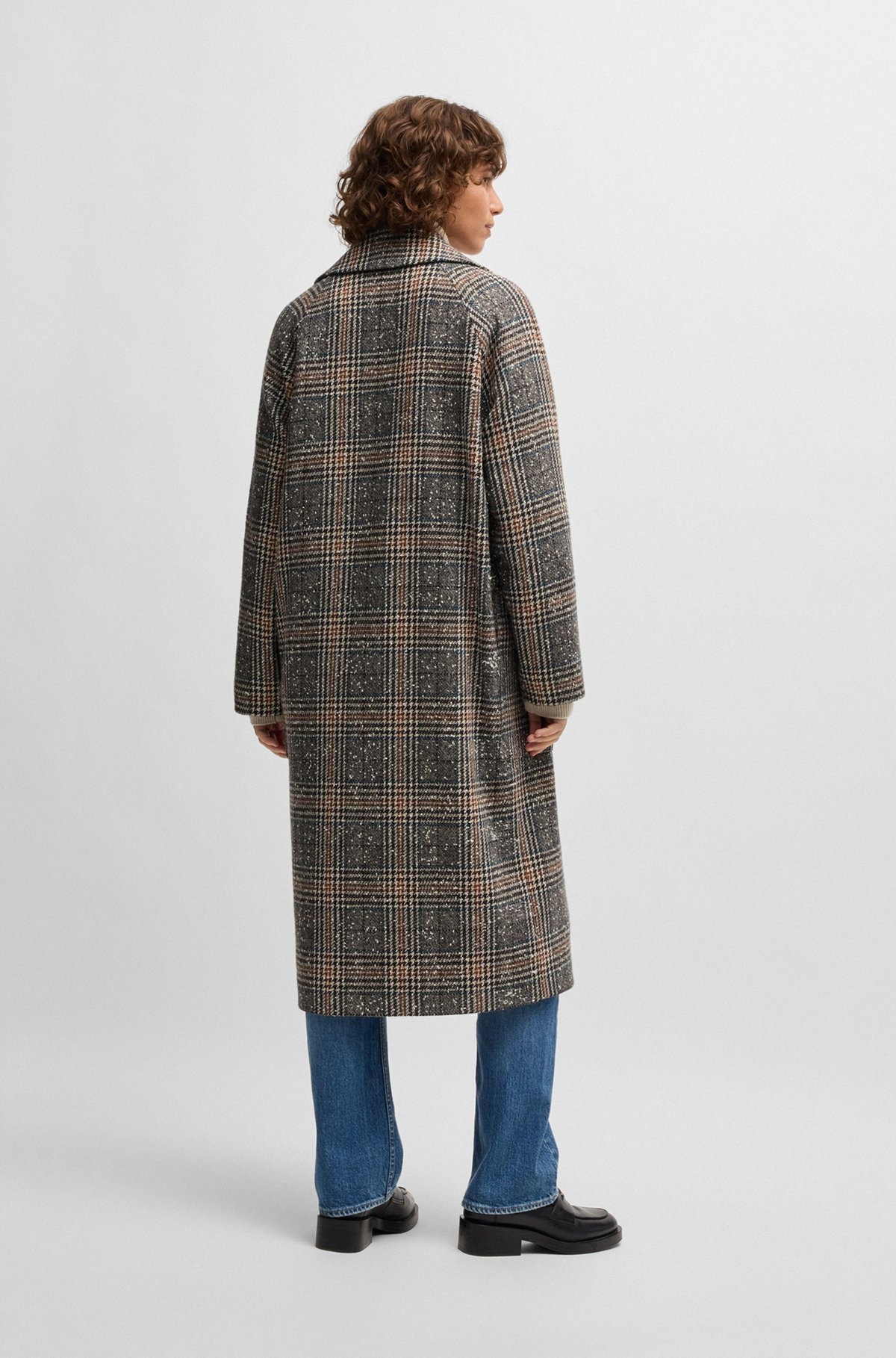 LOOSE-FIT DOUBLE-BREASTED COAT IN GLEN-CHECK TWEED - 4