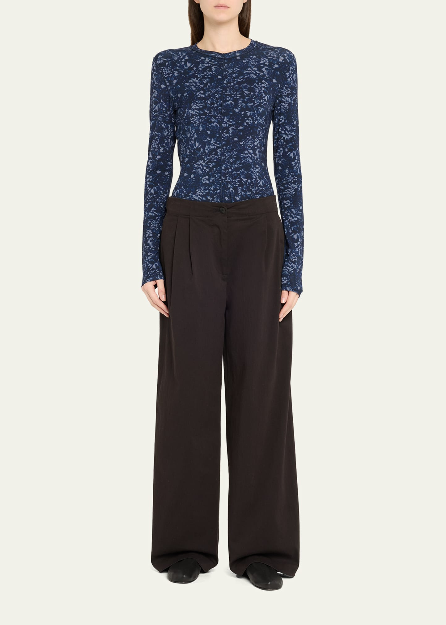Audrey Long-Sleeve Printed Jersey Top - 2