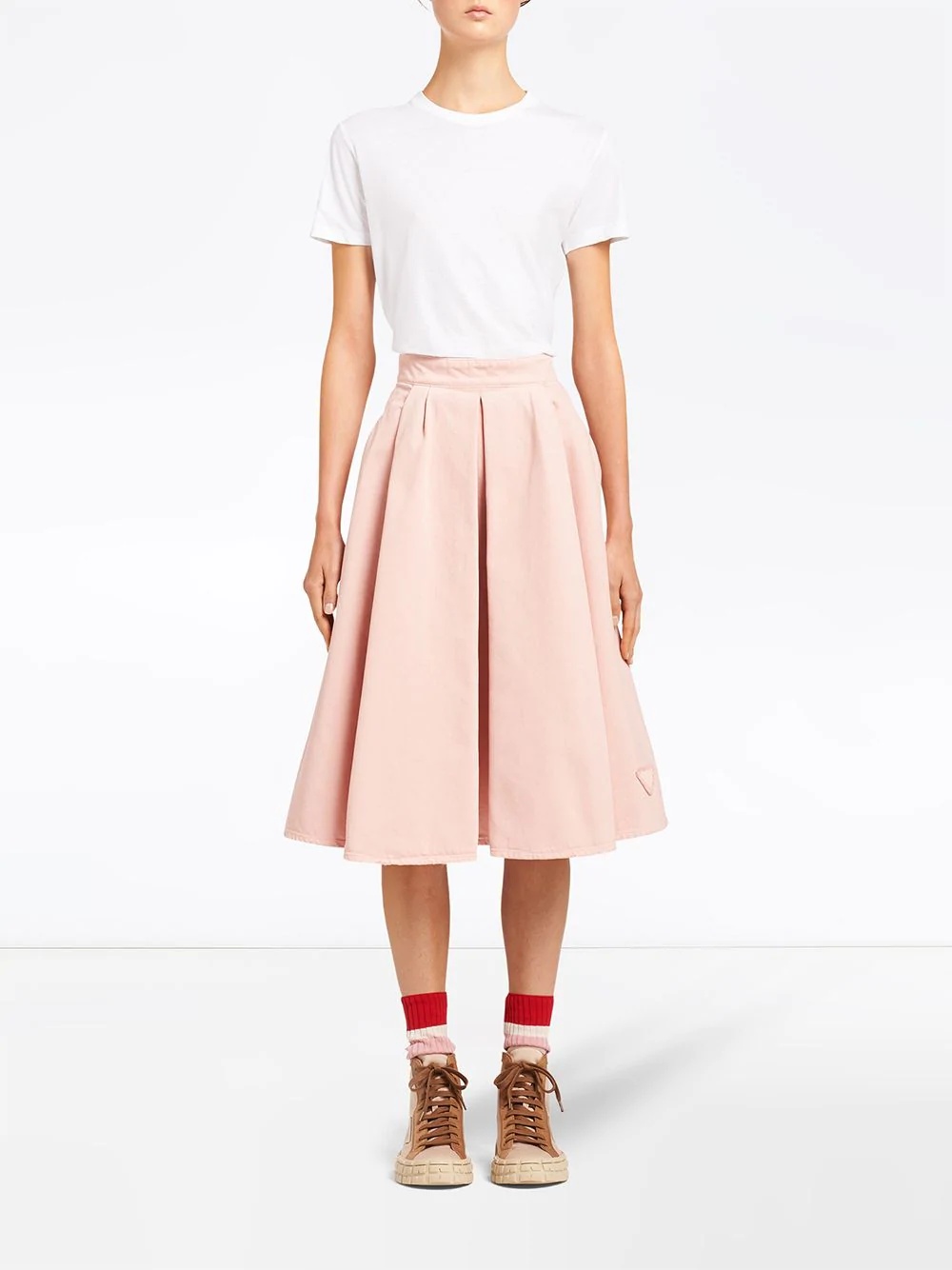 A-line pleated denim midi-skirt - 2