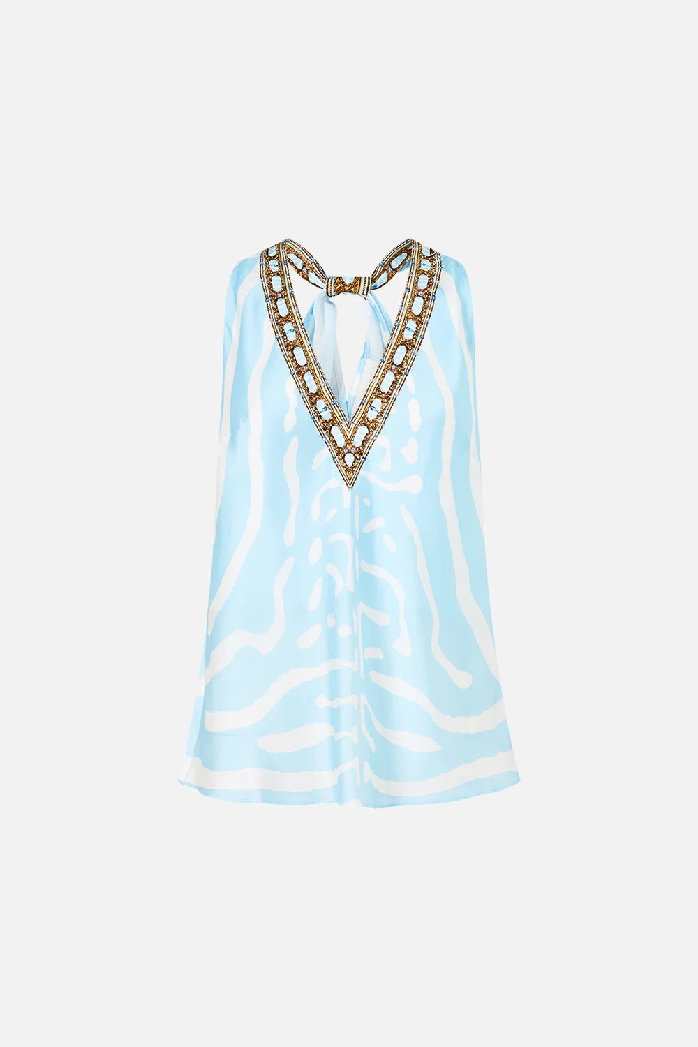 V NECK TOP WITH KNOT BACK SPIRIT OF STRIPES - 1