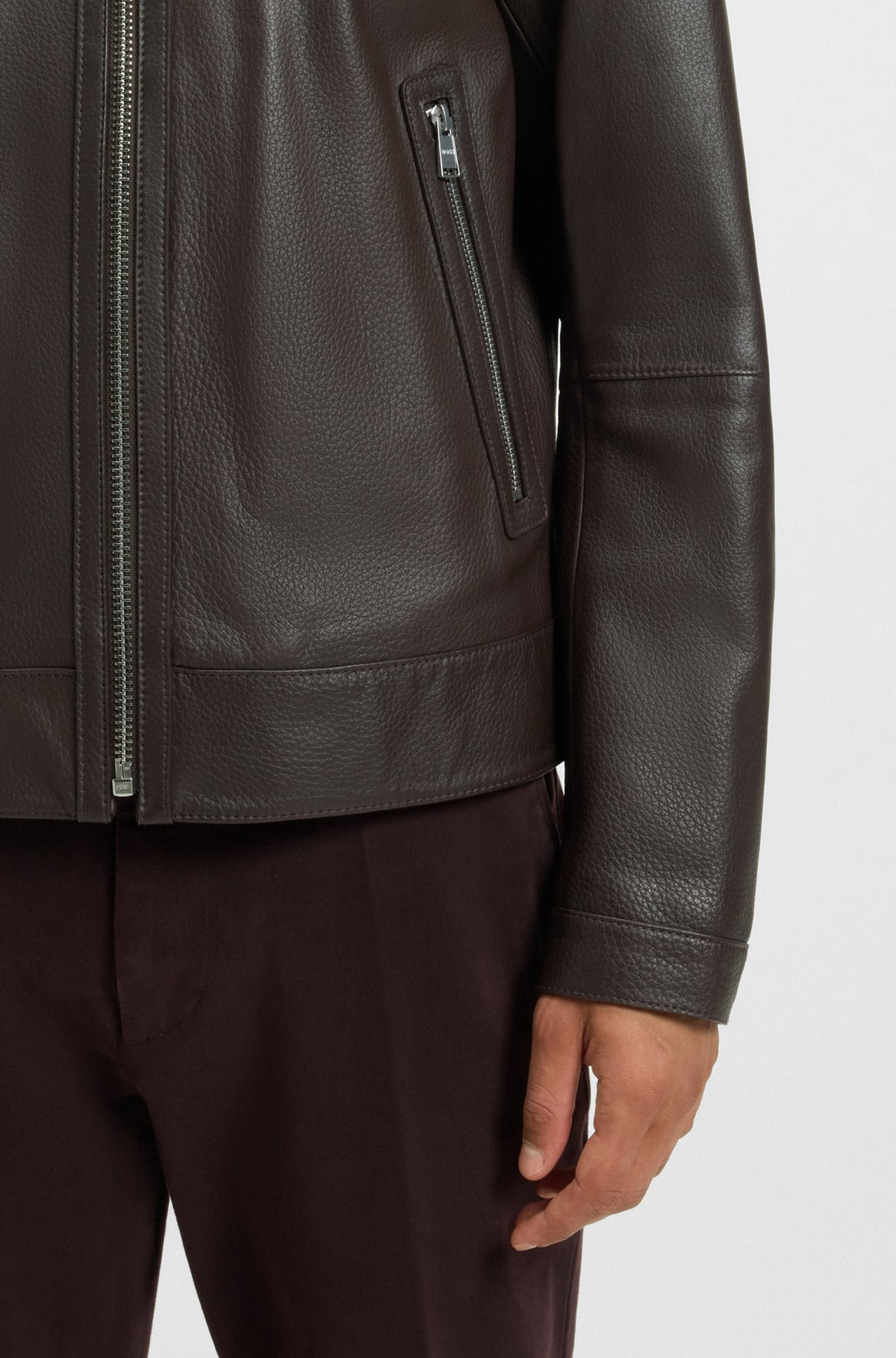 REGULAR-FIT LEATHER JACKET WITH ZIP CLOSURE - 6