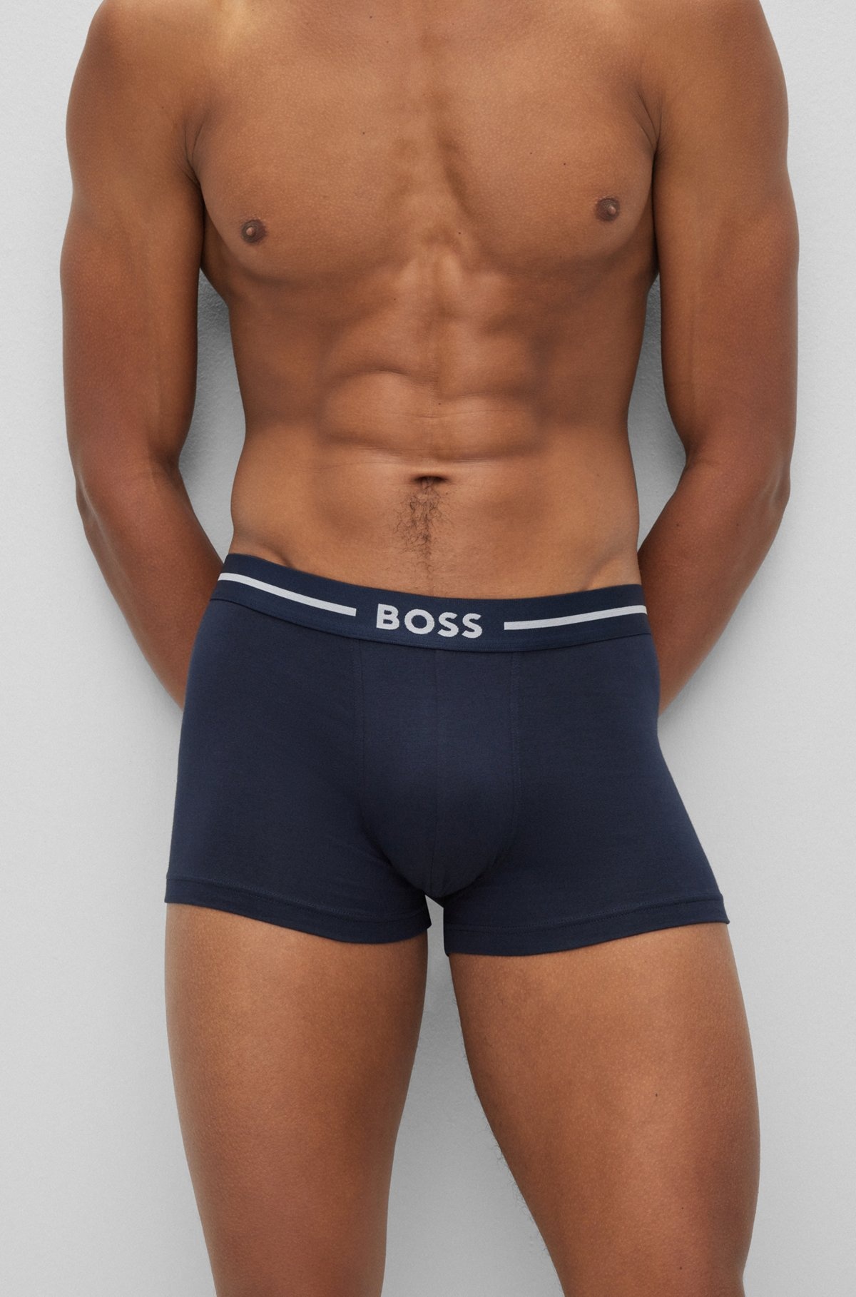 THREE PACK OF STRETCH-COTTON TRUNKS WITH LOGO WAISTBANDS - 4