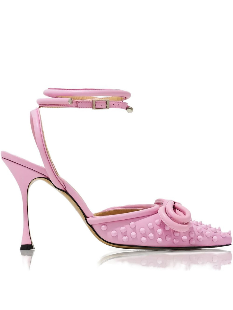 100mm studded bow-embellished leather pumps 1
