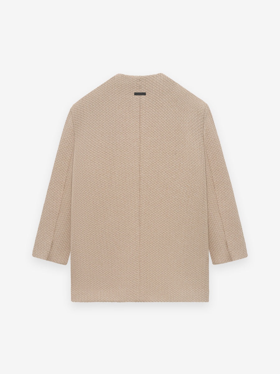 Pique Knit Lapelless Blazer - 3