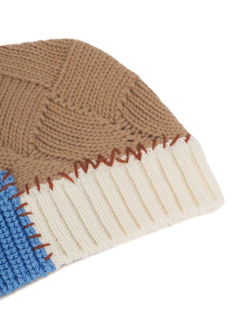 Marni cable-knit colour-block beanie outlook