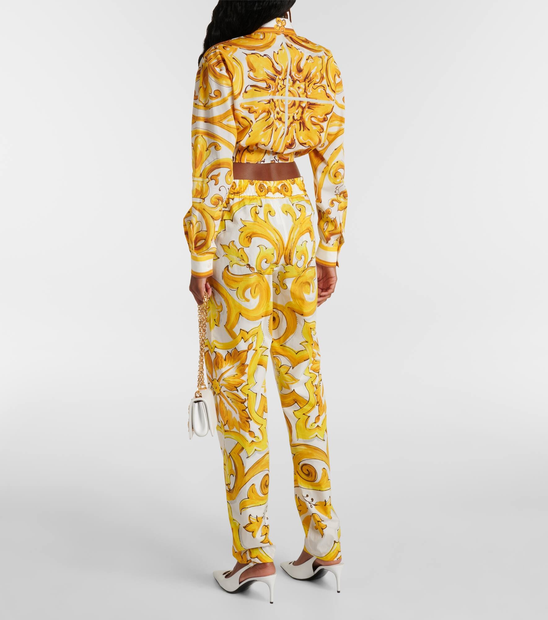 Majolica high-rise cotton straight pants - 3