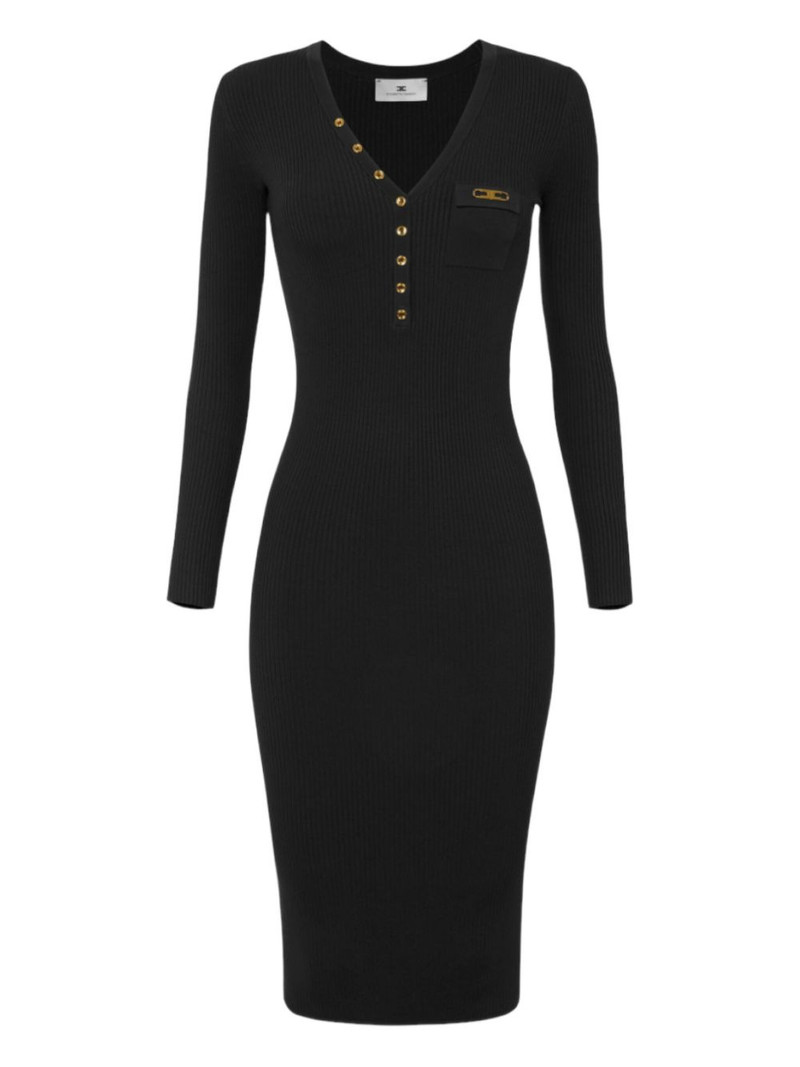 ribbed button-fastening midi dress 1