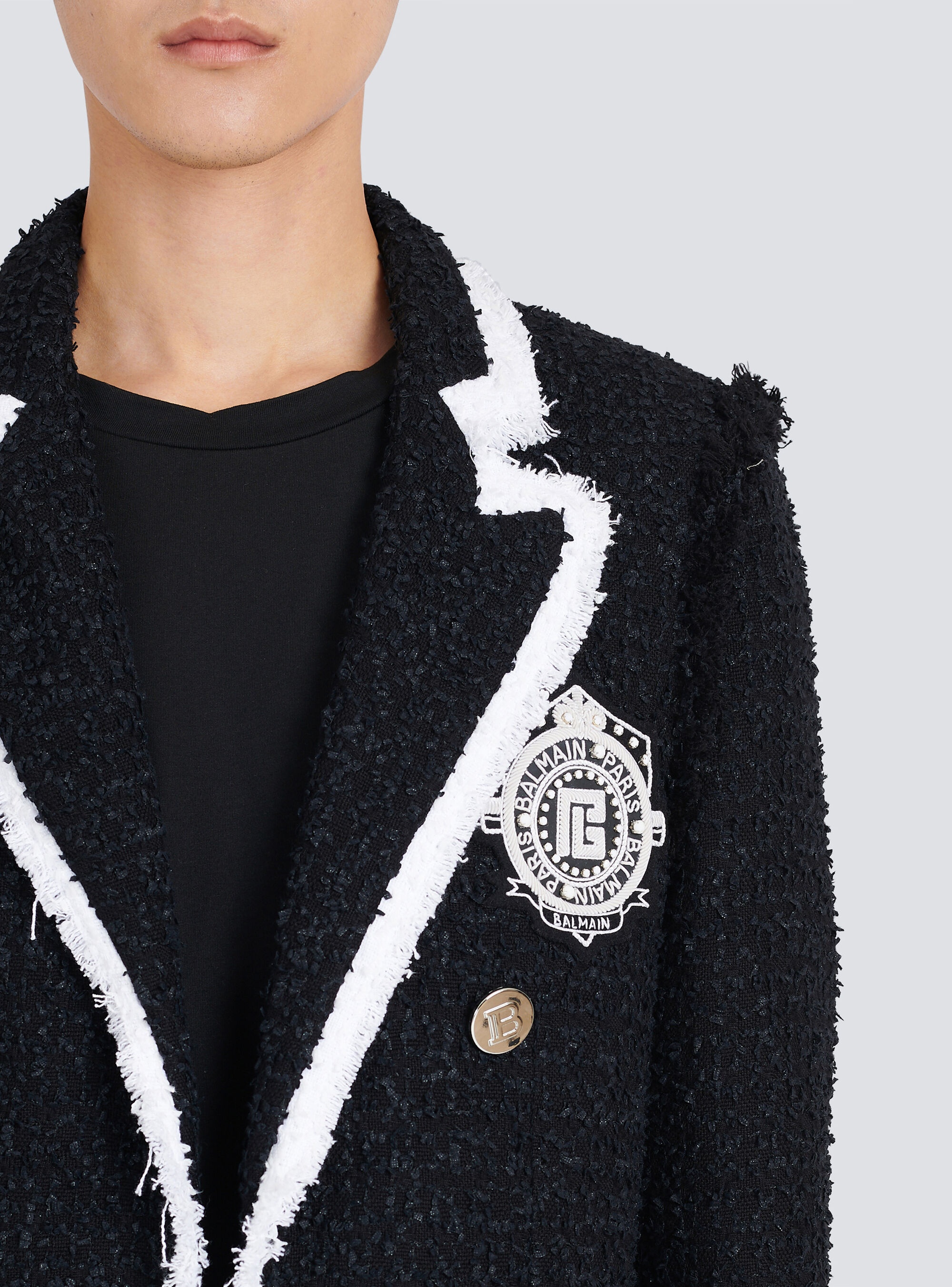 Tweed blazer with embroidered Balmain logo - 8