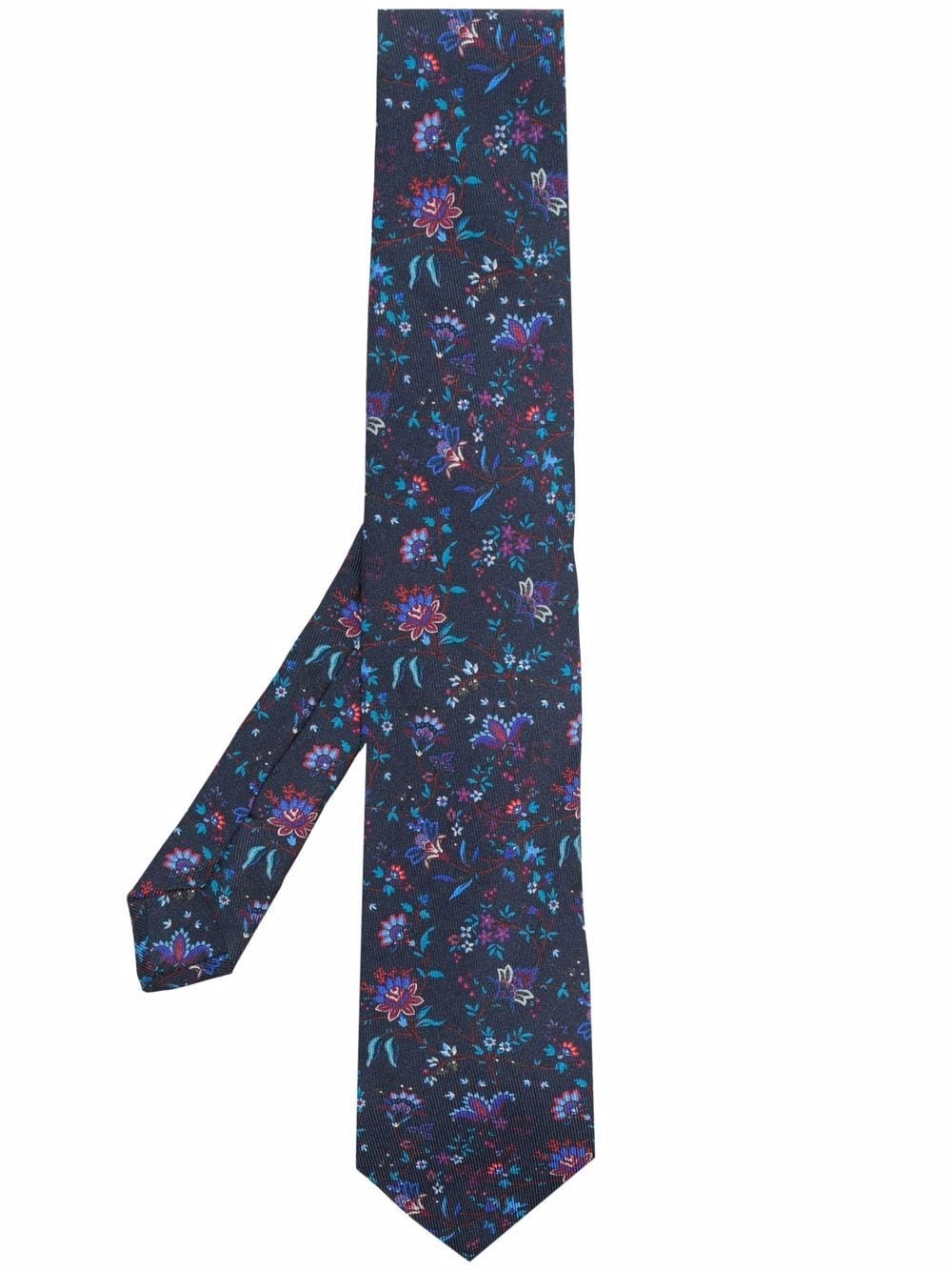 floral-print silk tie - 1