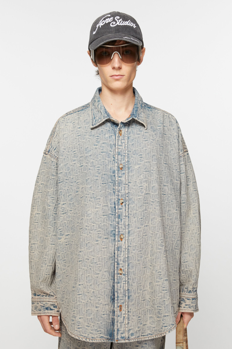 Acne Studios Monogram denim shirt - Relaxed fit - Blue/beige outlook