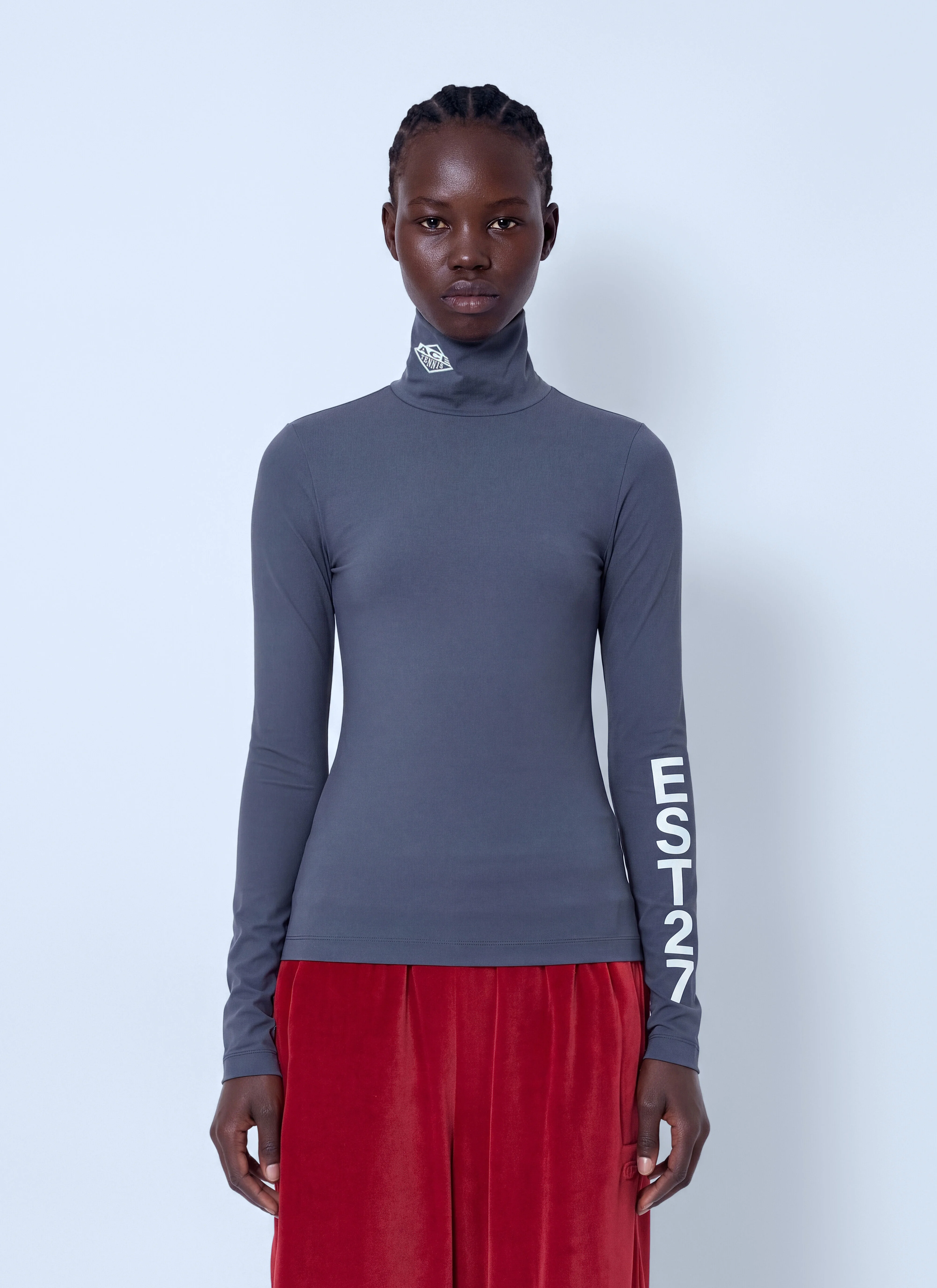Runway High Neck Printed Stretch T-shirt - 1