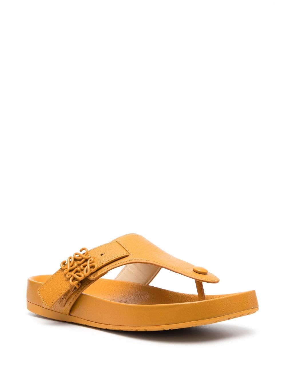 logo-plaque leather flip flops - 2