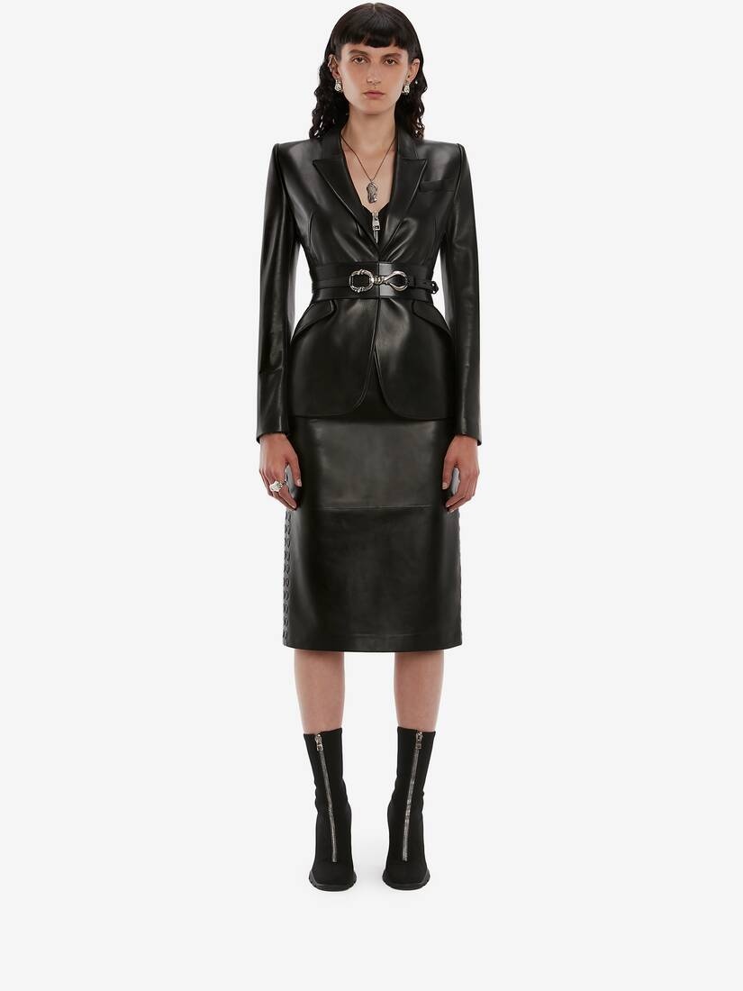 Couture Stitch Leather Jacket in Black - 2