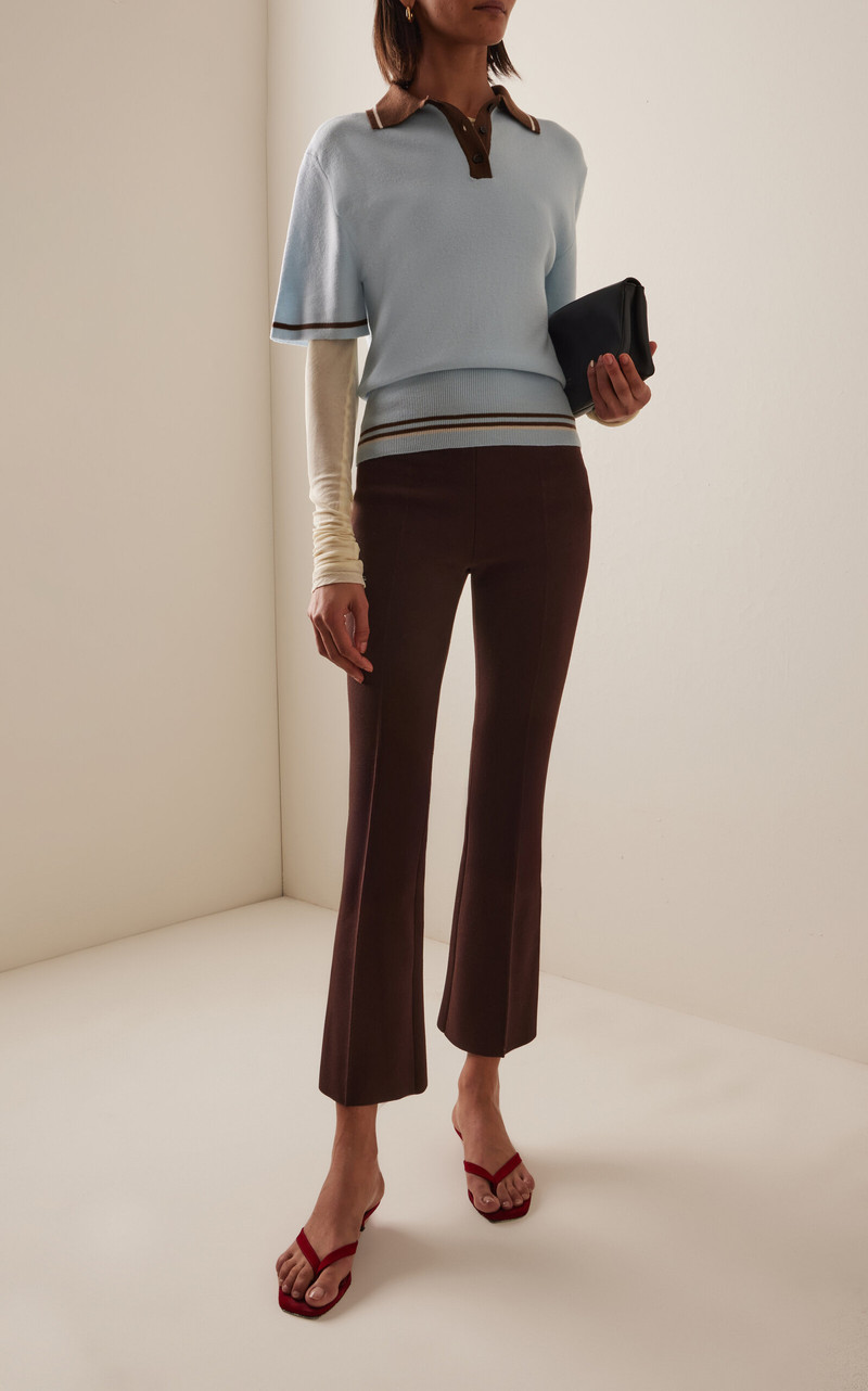 AMIYA Legacy Kick-Flare Cotton-Blend Pants brown outlook