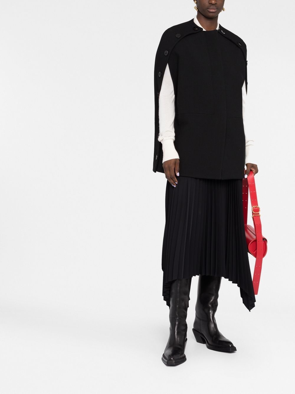 buttoned slit-sleeves coat - 2