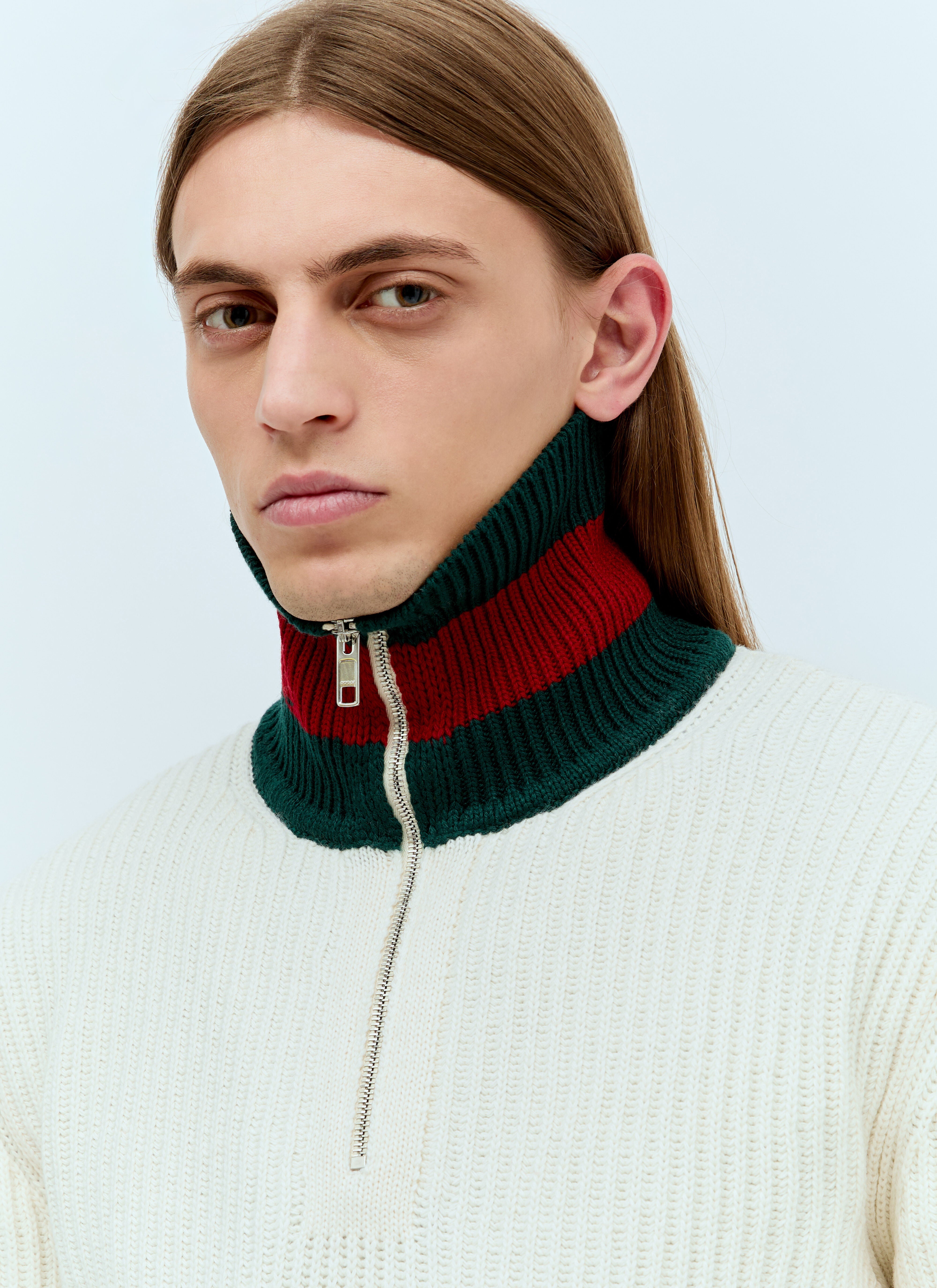 Gucci Men Wool Knit Web Sweater - 4