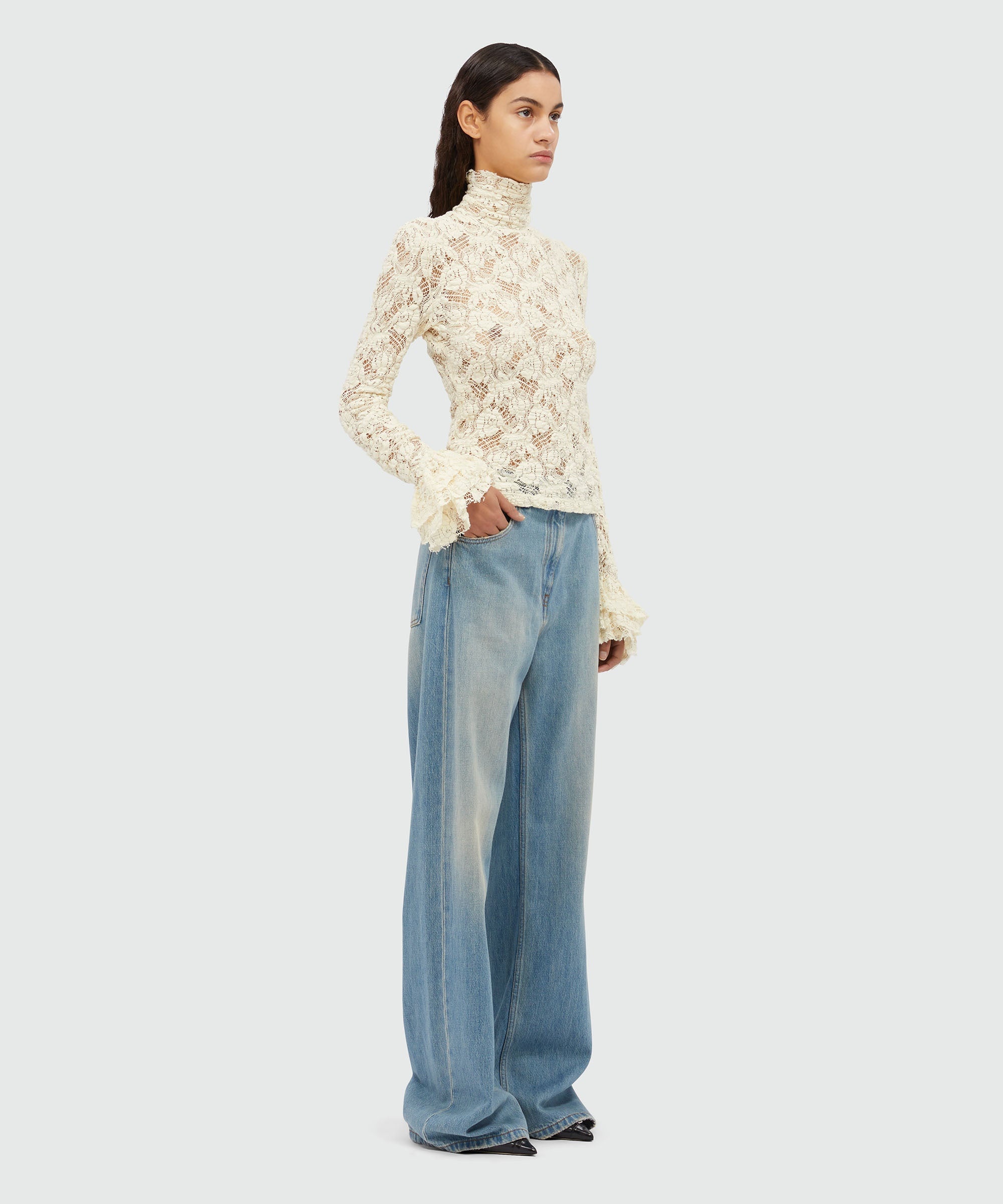 Ivory stretch lace blouse - 4