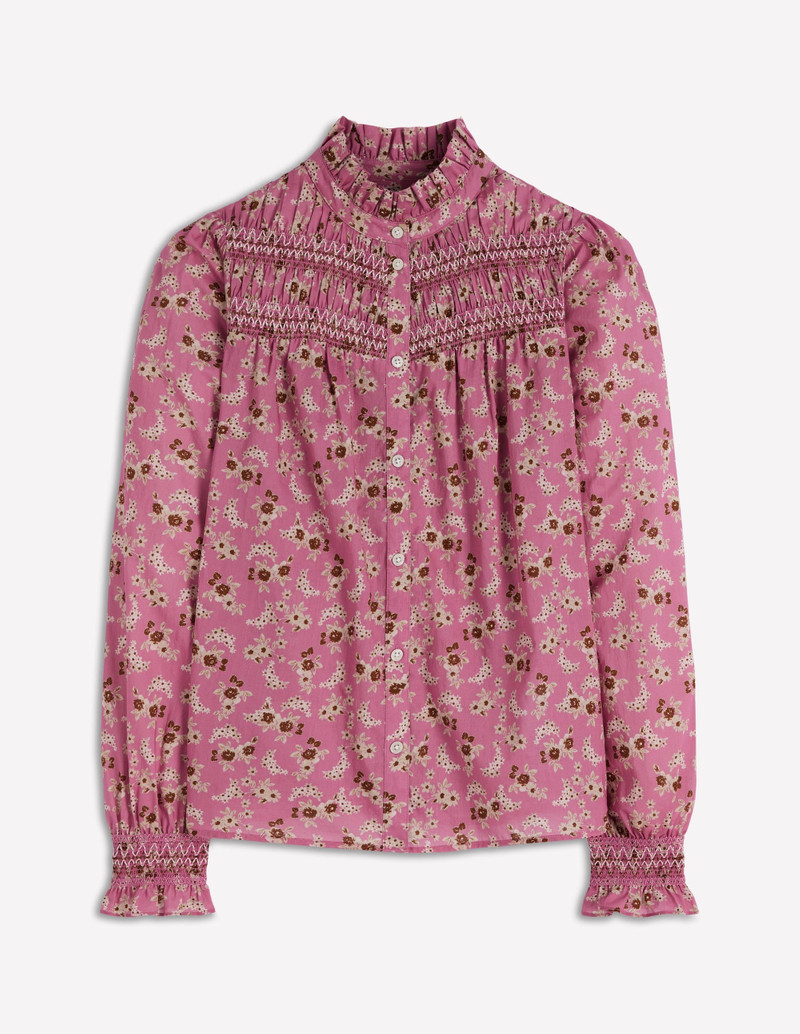 Esme Smocked Detail Frill Top-Orchid Purple, Dainty Blooms 1