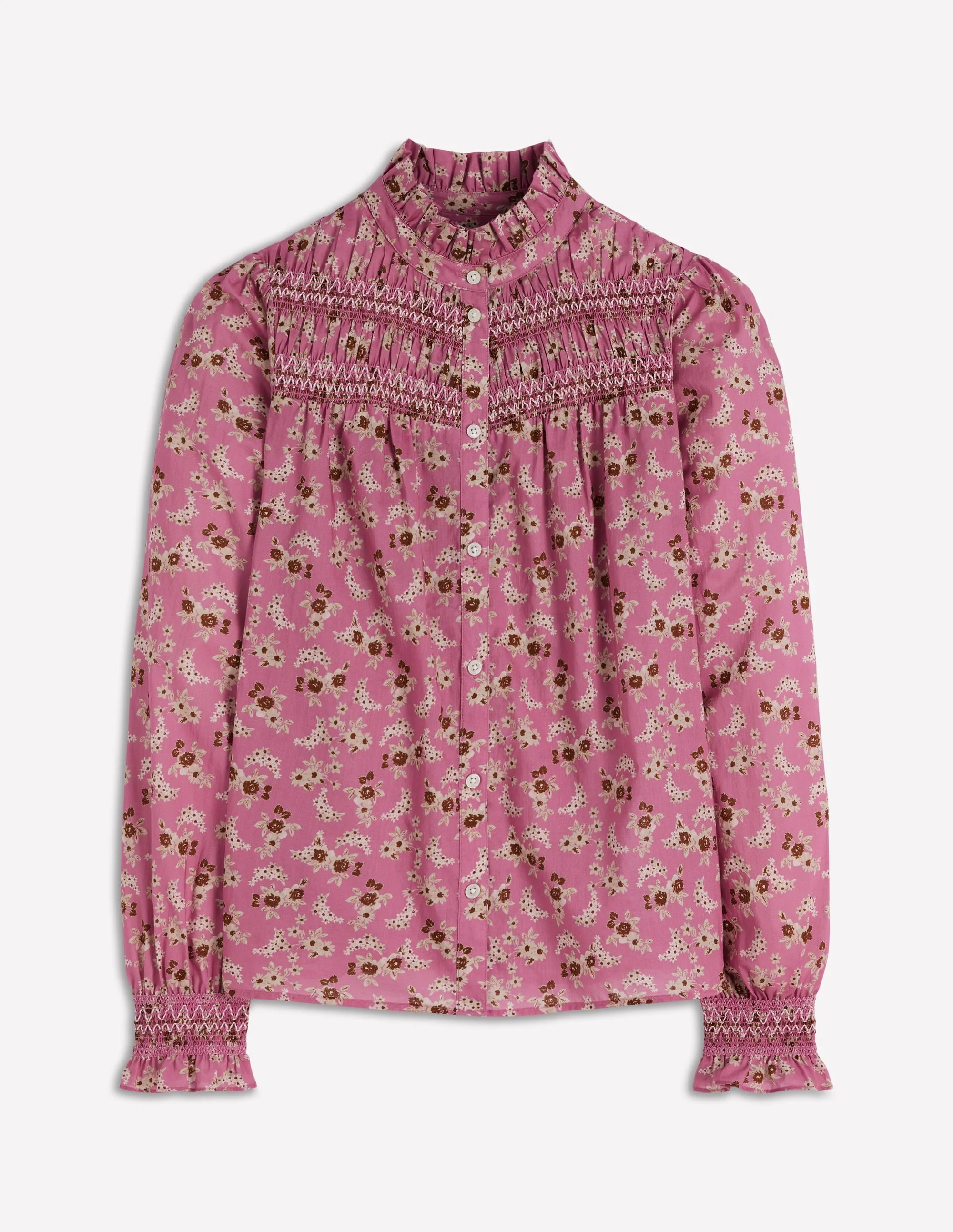 Esme Smocked Detail Frill Top-Orchid Purple, Dainty Blooms - 1