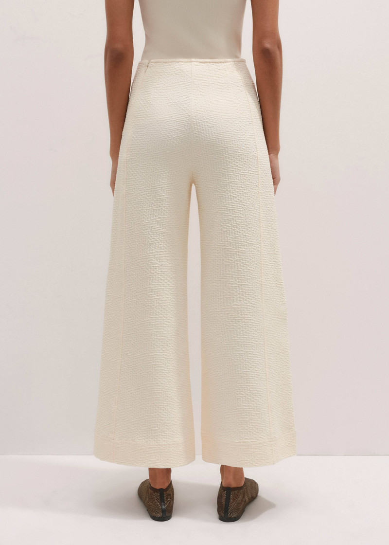Textured Ponte Crop Wide-Leg Pant 4