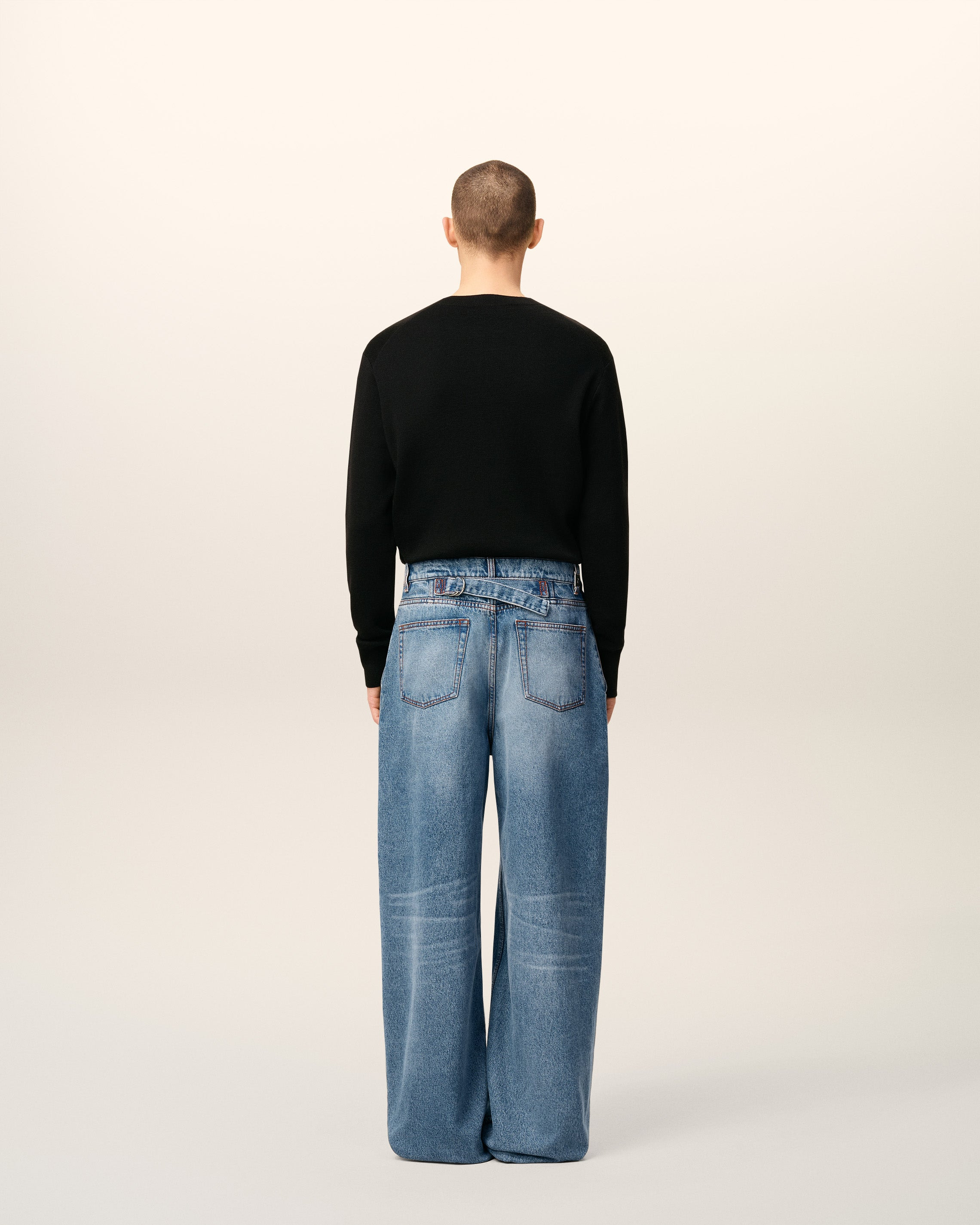 BLUE COTTON WIDE FIT JEANS - 4
