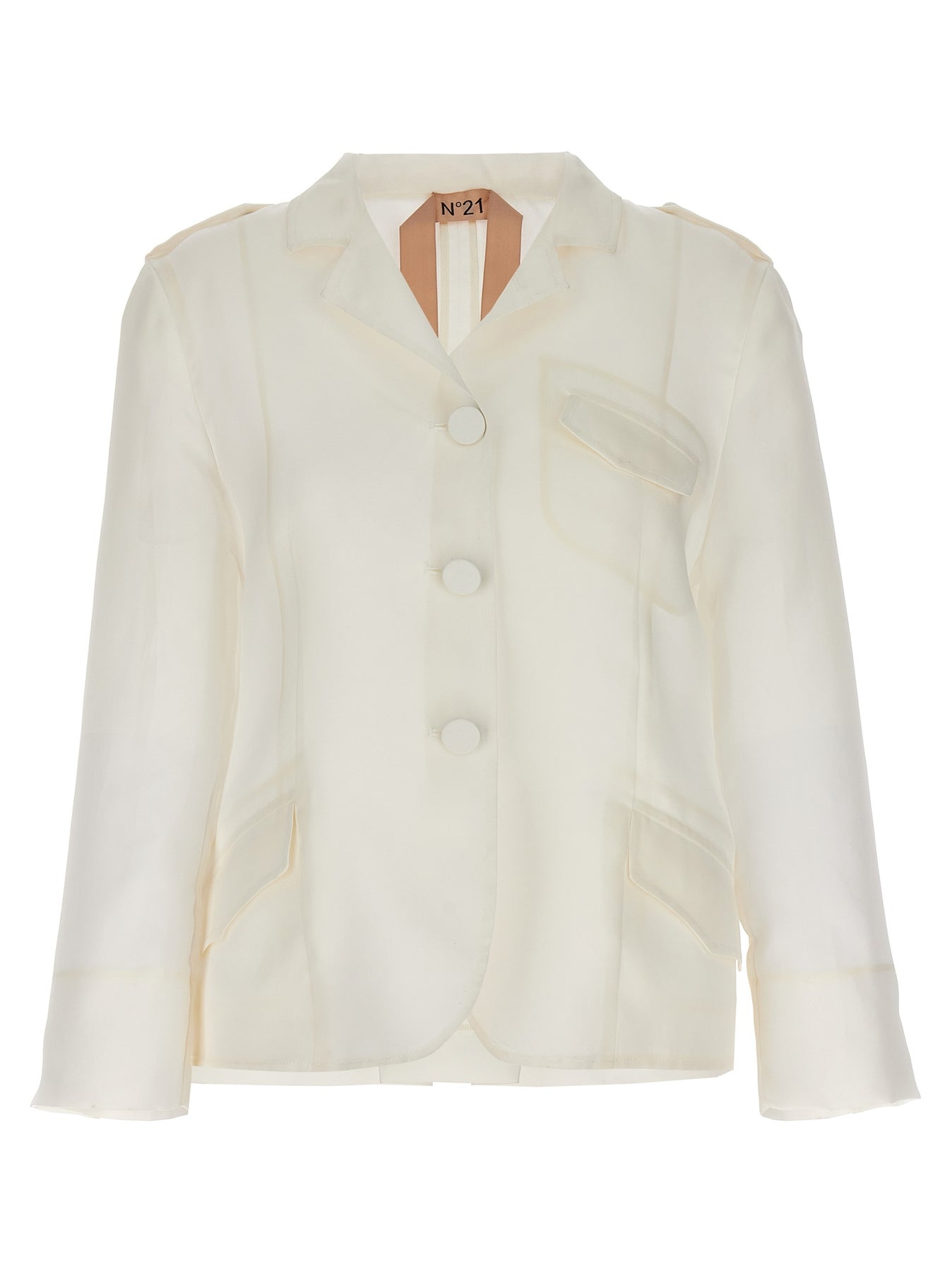 Single-Breasted Silk Blazer Blazer And Suits White - 1